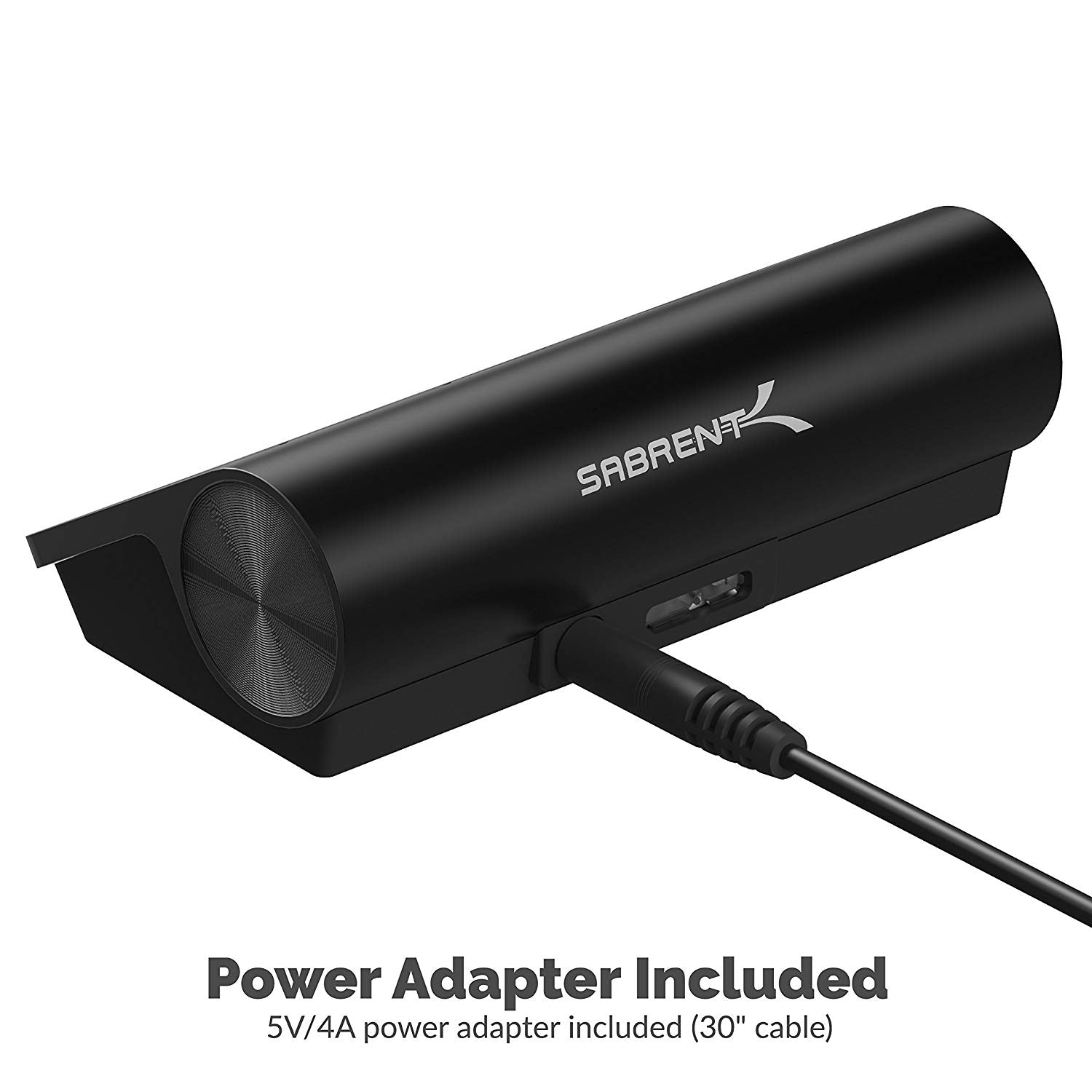 Premium 4 Port Aluminum USB 3.0 Hub (30" Cable) for iMac, MacBook, MacBook Pro, MacBook Air, Mac Mini, or Any PC [Black] 5V/4A Power Adapter Included