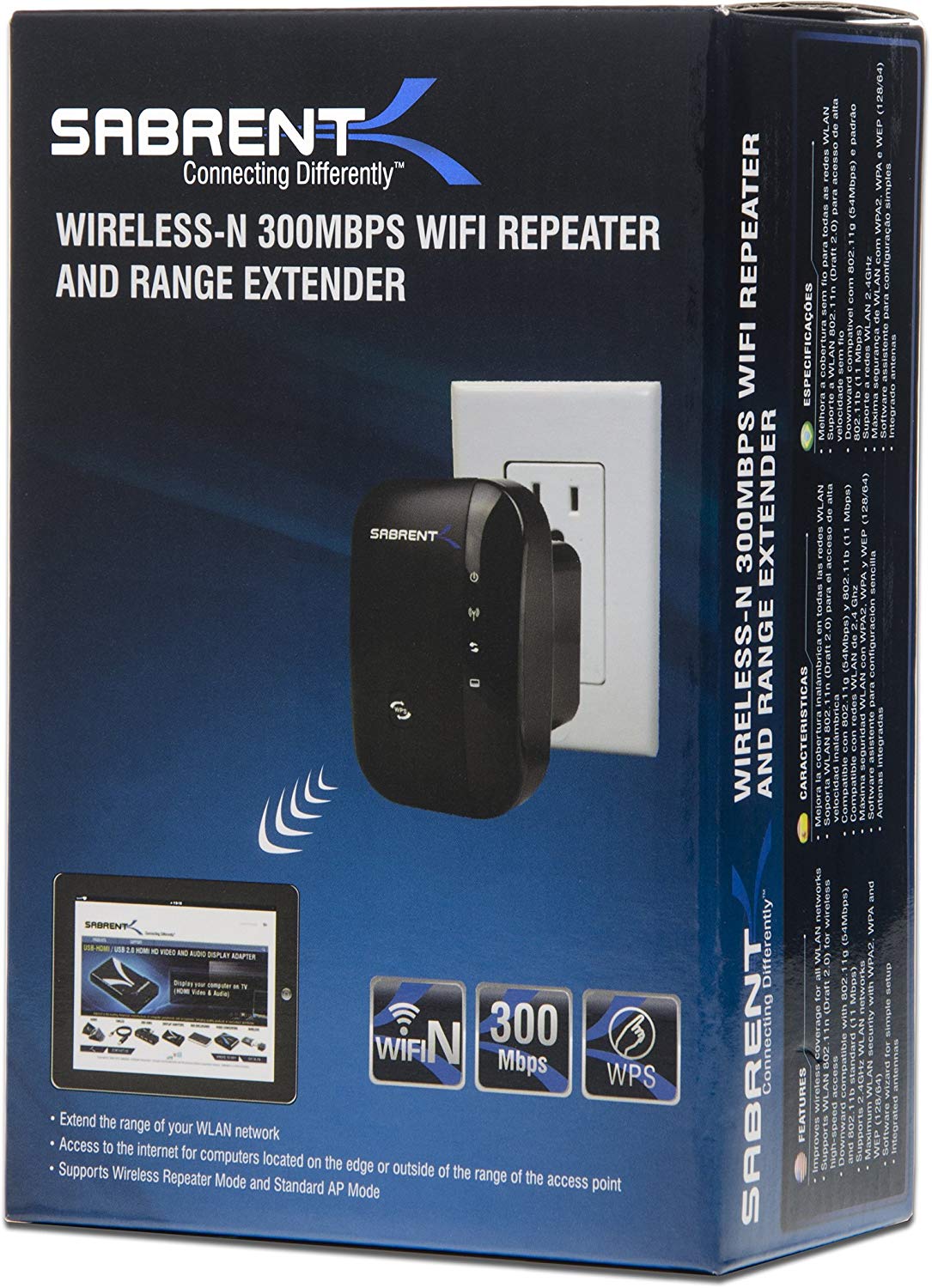 Wi-Fi Repeater and Range Extender 300mbps 2.4GHZ Wall Plug Ver - Sabrent