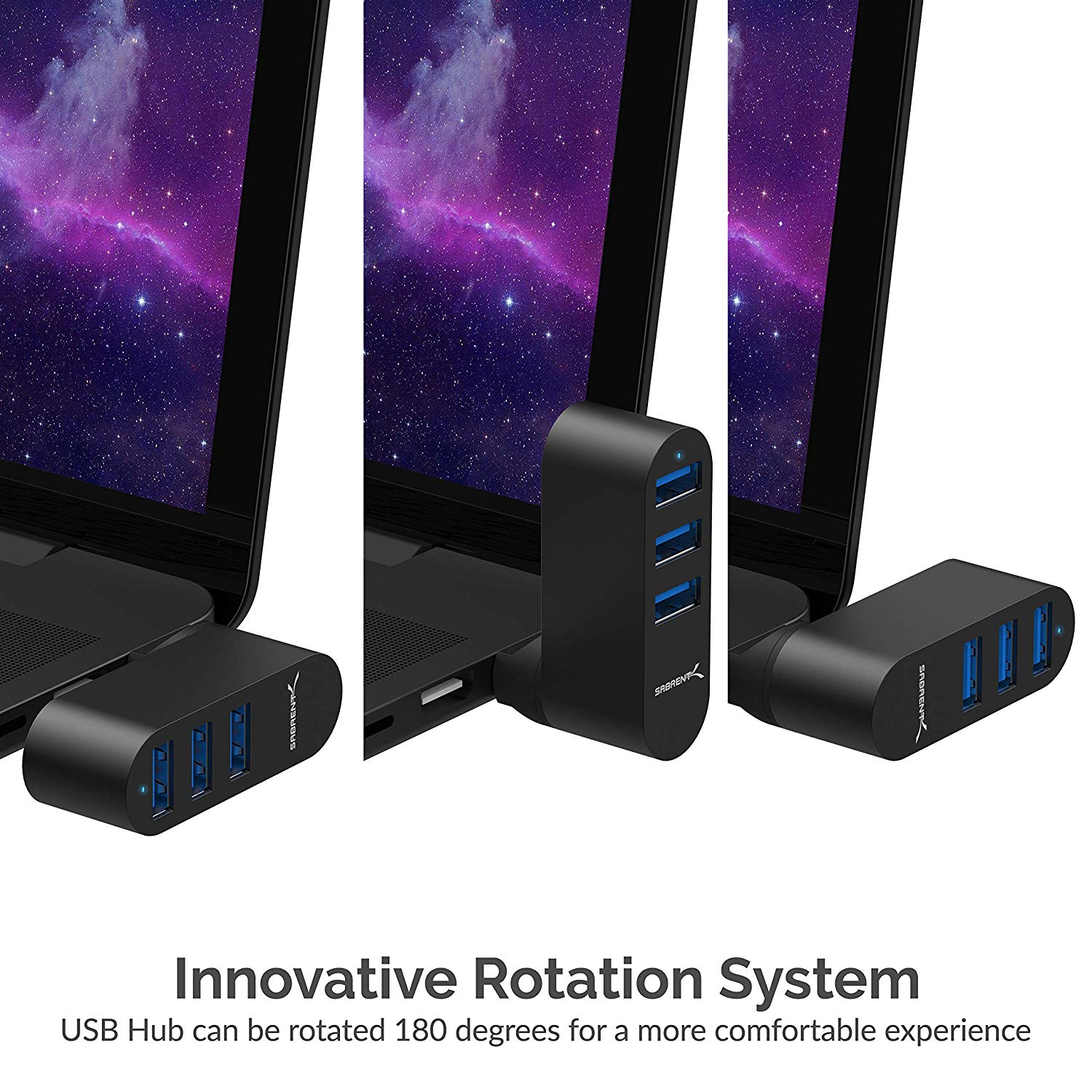 3-Port Mini USB 3.0 Rotating Hub