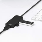Black Aluminum Type-C to 2-Port USB 3.0 and HDMI Adapter