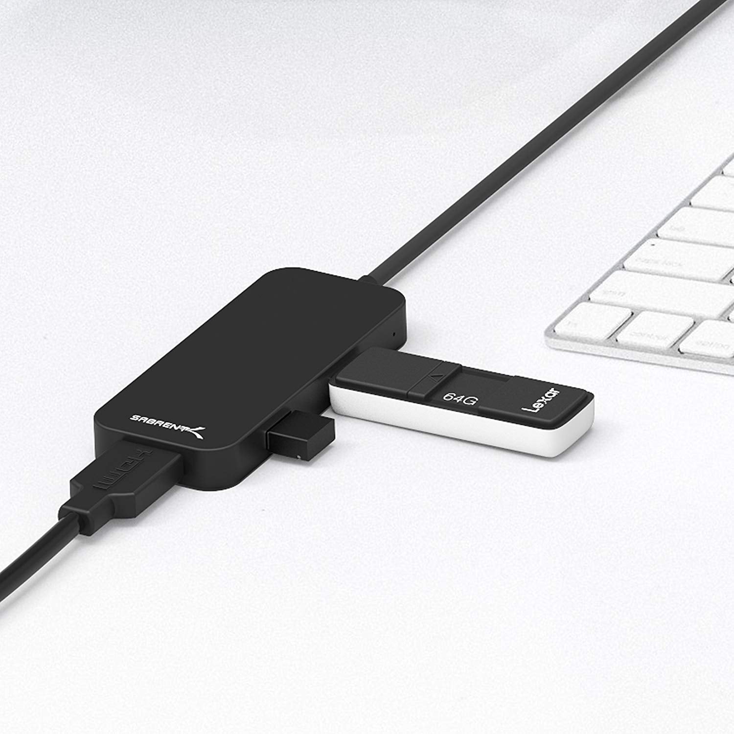 Black Aluminum Type-C to 2-Port USB 3.0 and HDMI Adapter