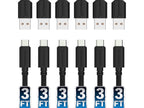 6-Pack 22AWG Premium 3ft USB-C to USB A 2.0 Cables