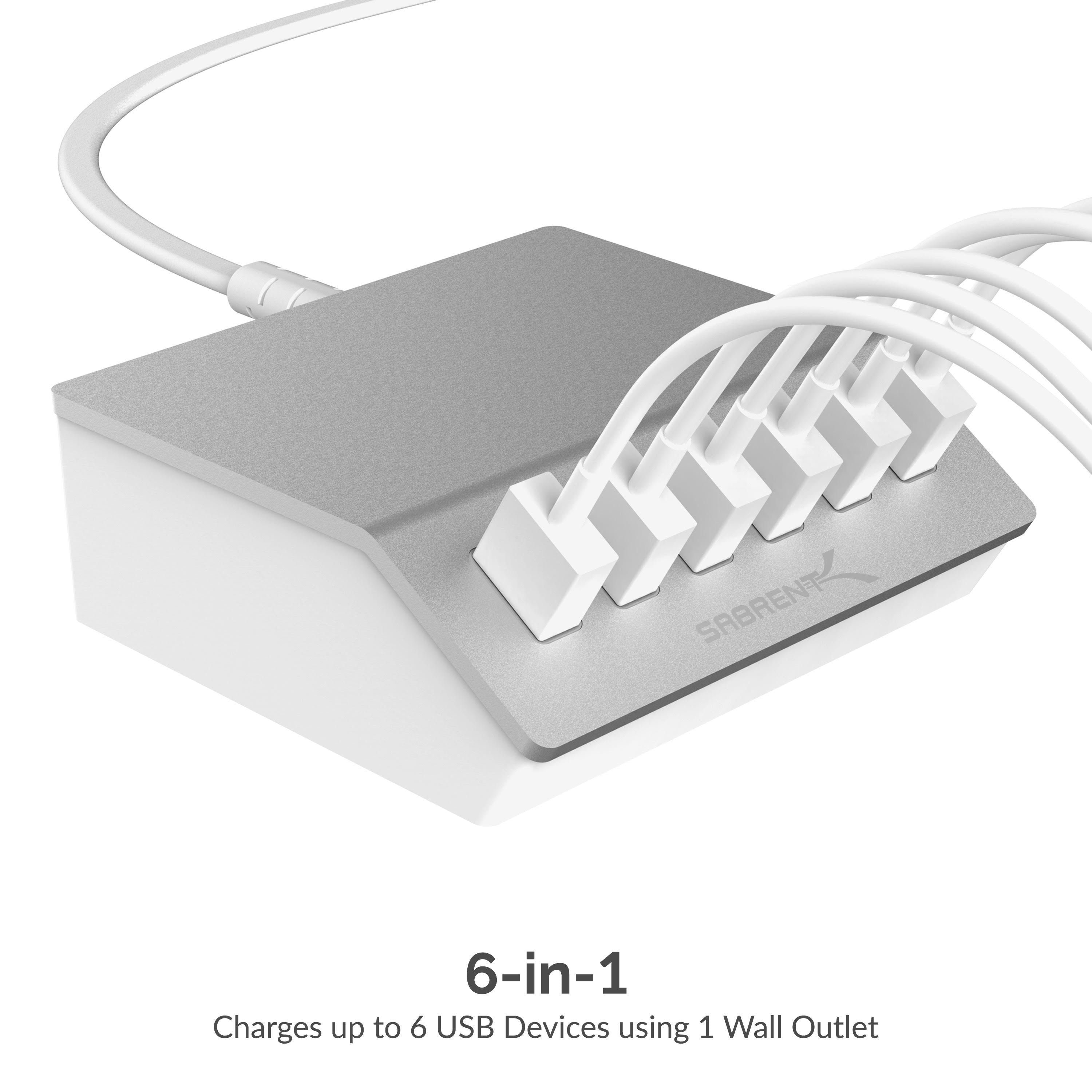 60 Watt (12 Amp) 6-Port USB Rapid Charger
