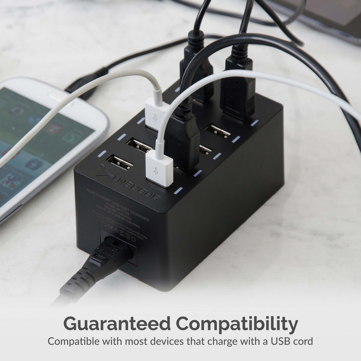 60 Watt (12 Amp) 10-Port Smart USB Rapid Charger
