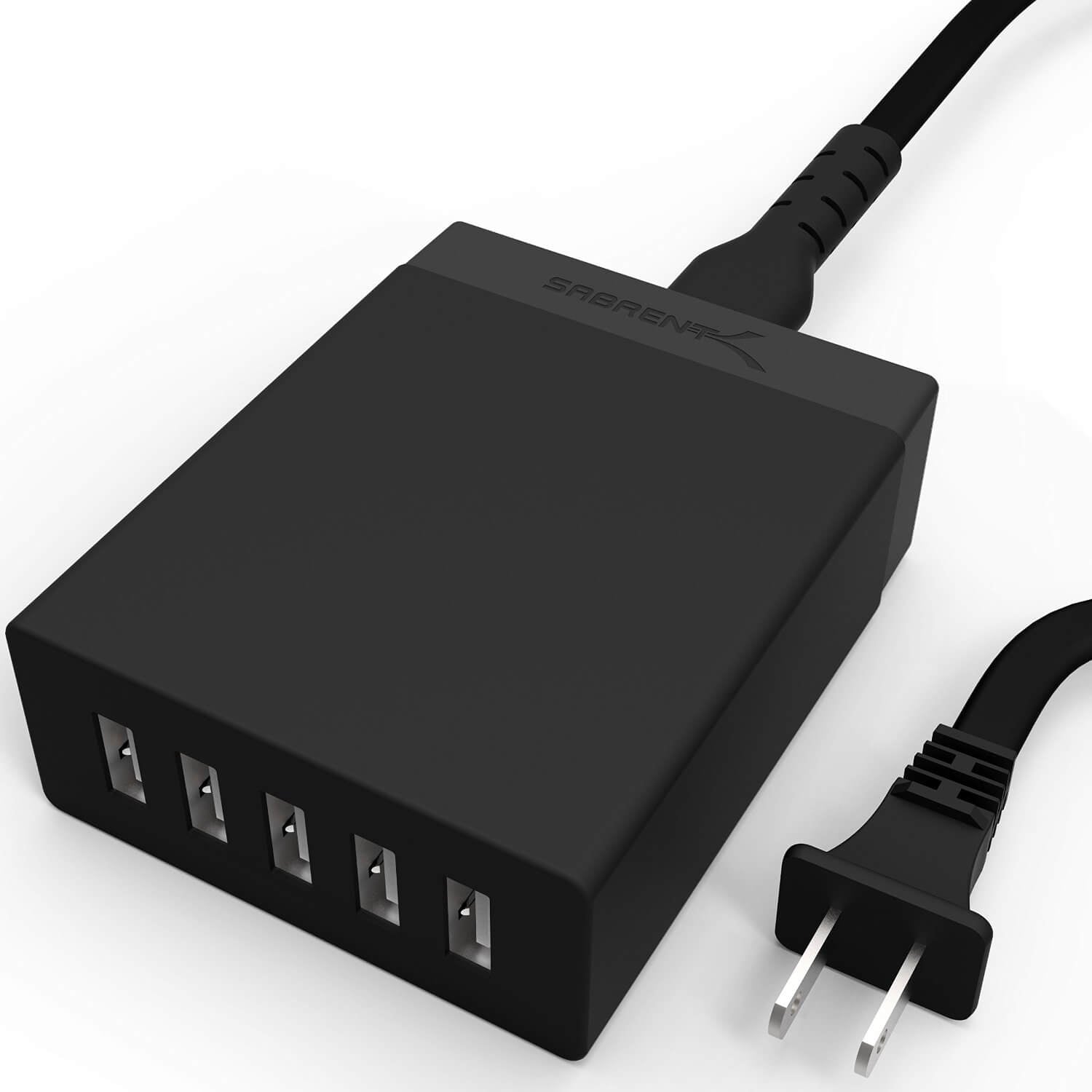 50W 5-Port USB Wall Charger | Black
