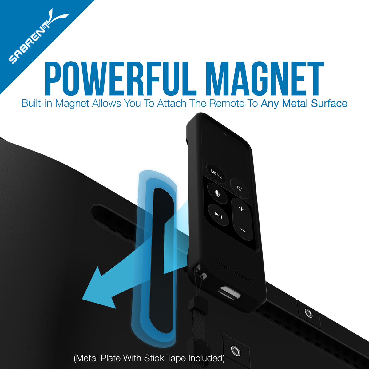 Apple TV Remote Shockproof Case with Magnetic Mount Holder Black