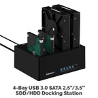 4-Bay USB 3.0 SATA 2.5"/3.5" SSD/HDD Docking Station