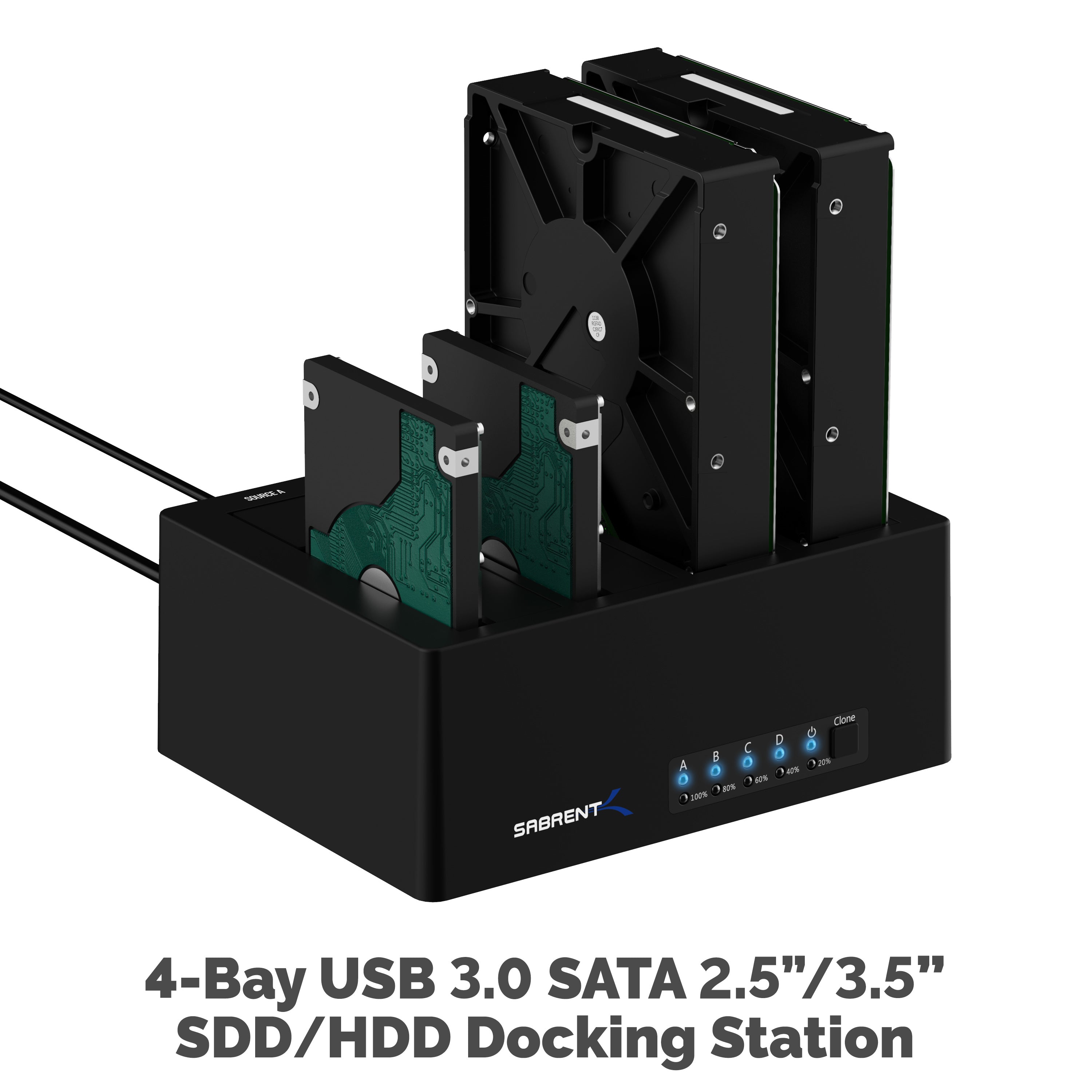 4-Bay USB 3.0 SATA 2.5"/3.5" SSD/HDD Docking Station