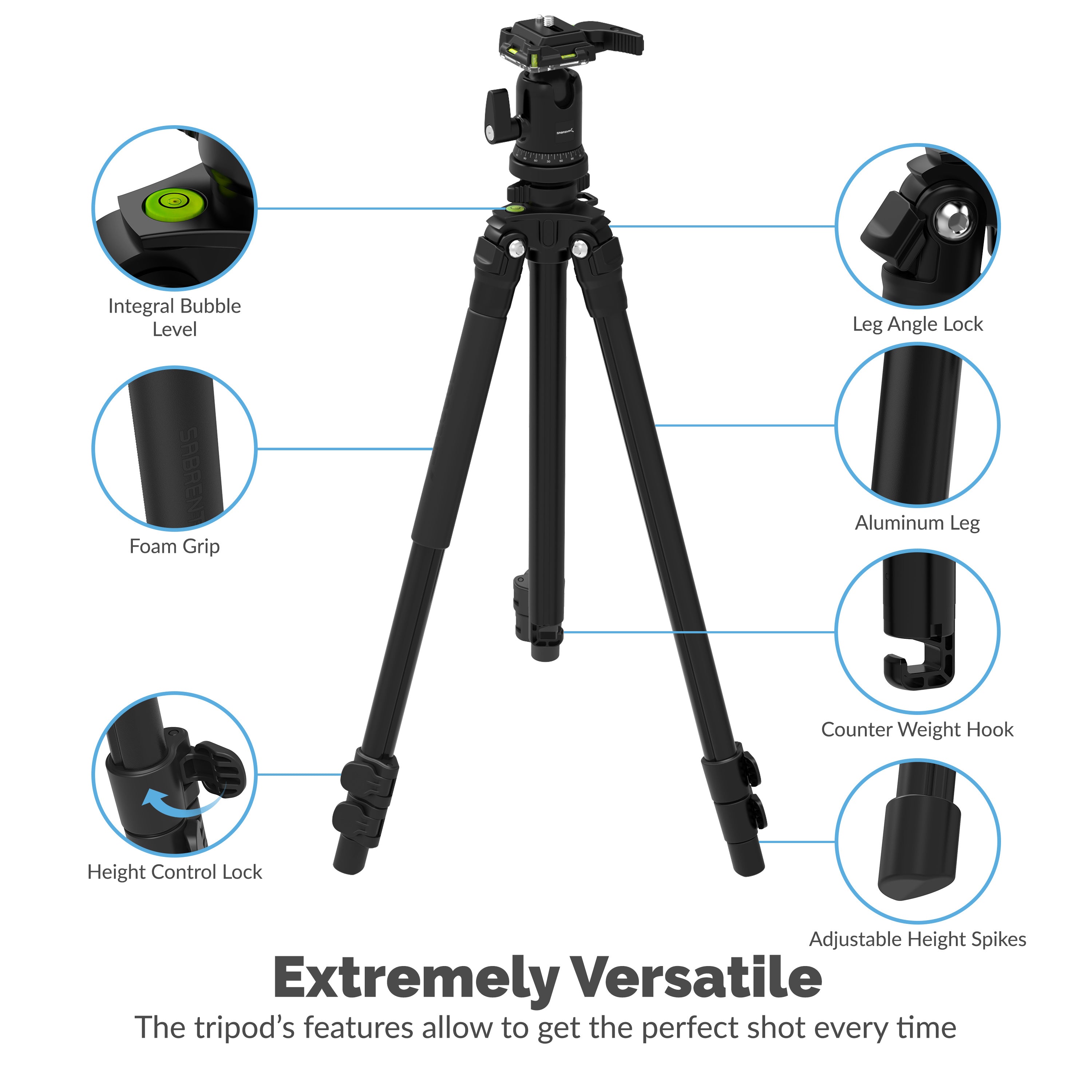 Aluminum Tripod With 360° Full Motion Camera Mount