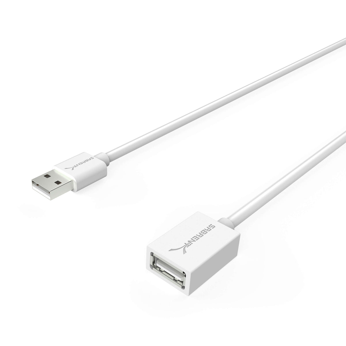 22AWG USB 2.0 Extension Cable - A-Male to A-Female [White] 6 Feet