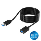 22AWG USB 3.0 Extension Cable - A-Male to A-Female [Black] 10 Feet