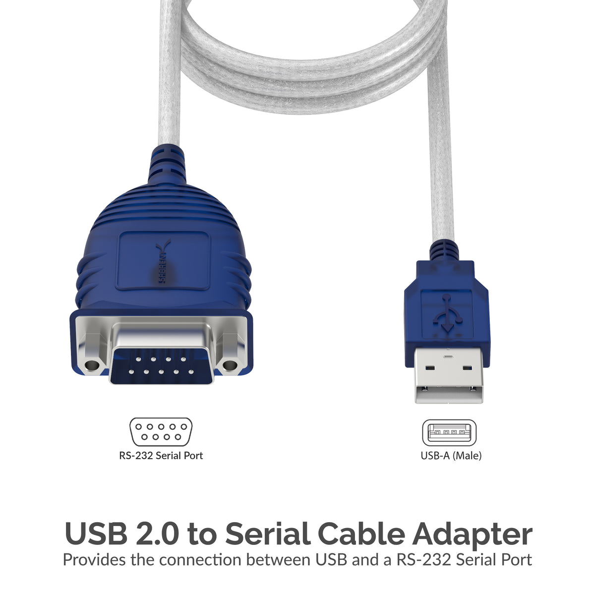 USB 2.0 To Serial DB9 Male (9 Pin) RS232 Cable Adapter