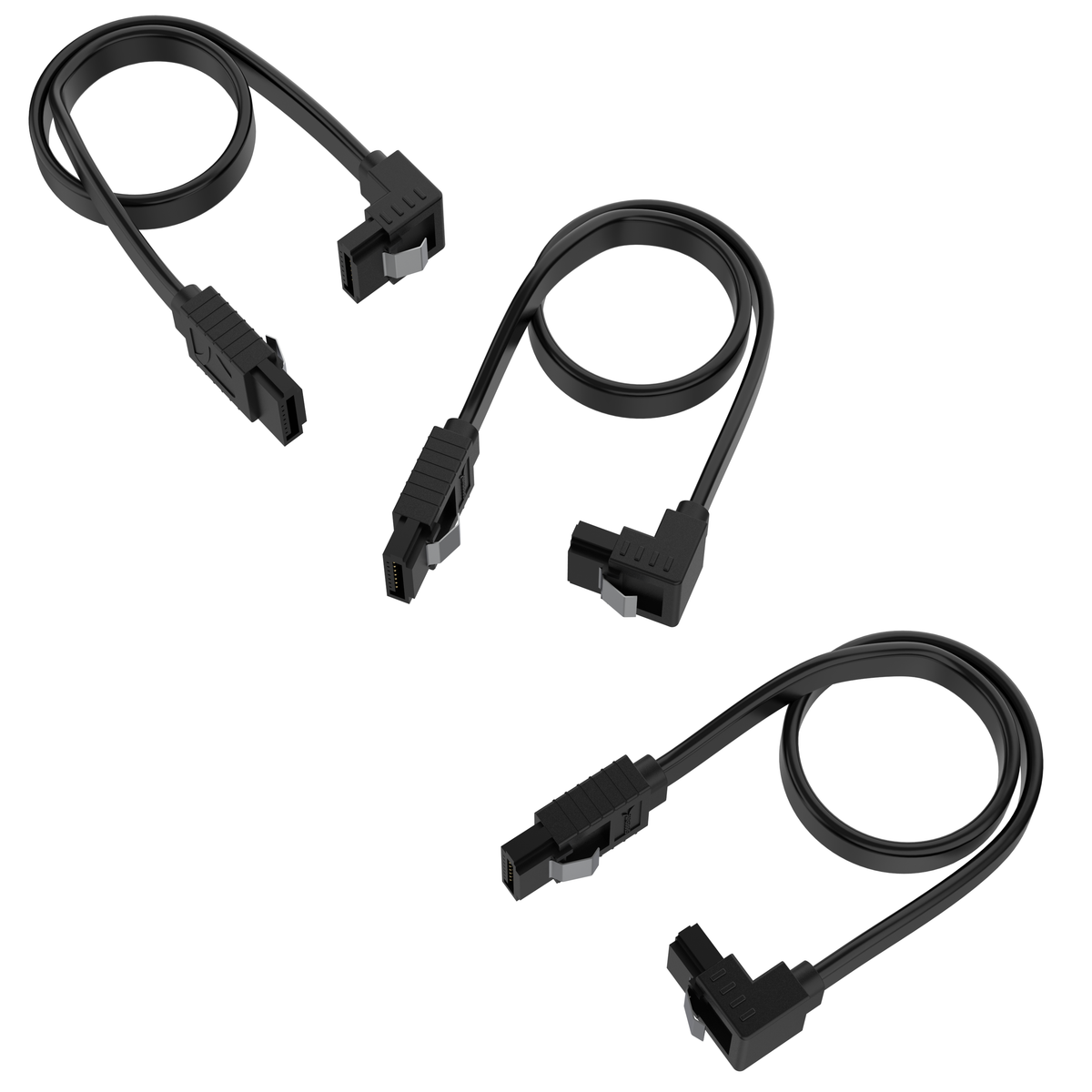 SATA III (6 Gbit/s) Right Angle Data Cable with Locking Latch for HDD / SSD / CD and DVD drives (3 Pack - 20-Inch)