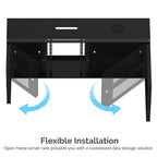 9U IT Wall Mount Rack Enclosure 3 Compartments in 1, 19 Inch Black Server Cabinet