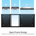 9U IT Wall Mount Rack Enclosure 3 Compartments in 1, 19 Inch Black Server Cabinet