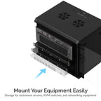 9U IT Wall Mount Rack Enclosure 19 Inch Black Server Cabinet With Locking Glass Door and Pull-Out Drawer