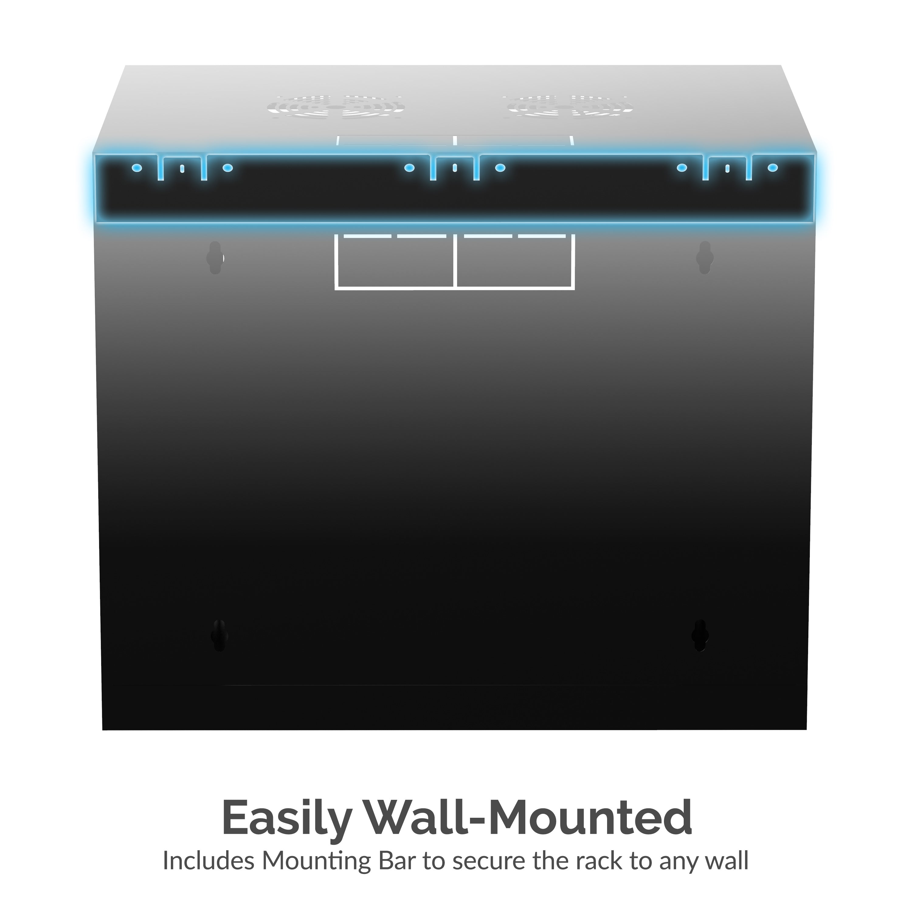 9U IT Wall Mount Rack Enclosure 19 Inch Black Server Cabinet With Locking Glass Door and Pull-Out Drawer