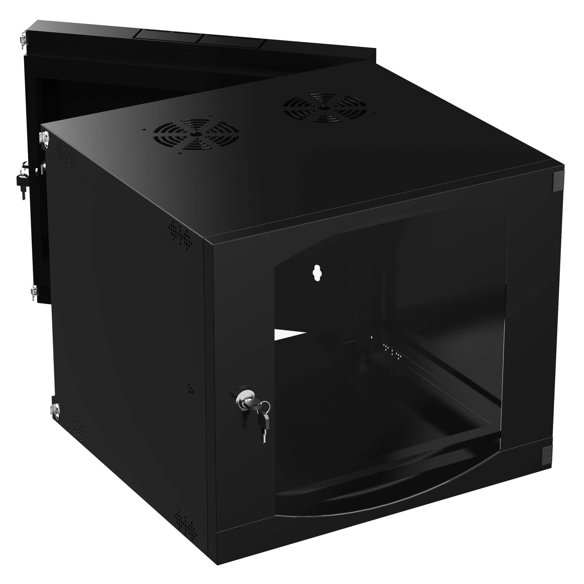 Enclosed Rack Mount 9U IT Wall Mount Rack Enclosure 19 Inch Black Server Cabinet with Lock ...