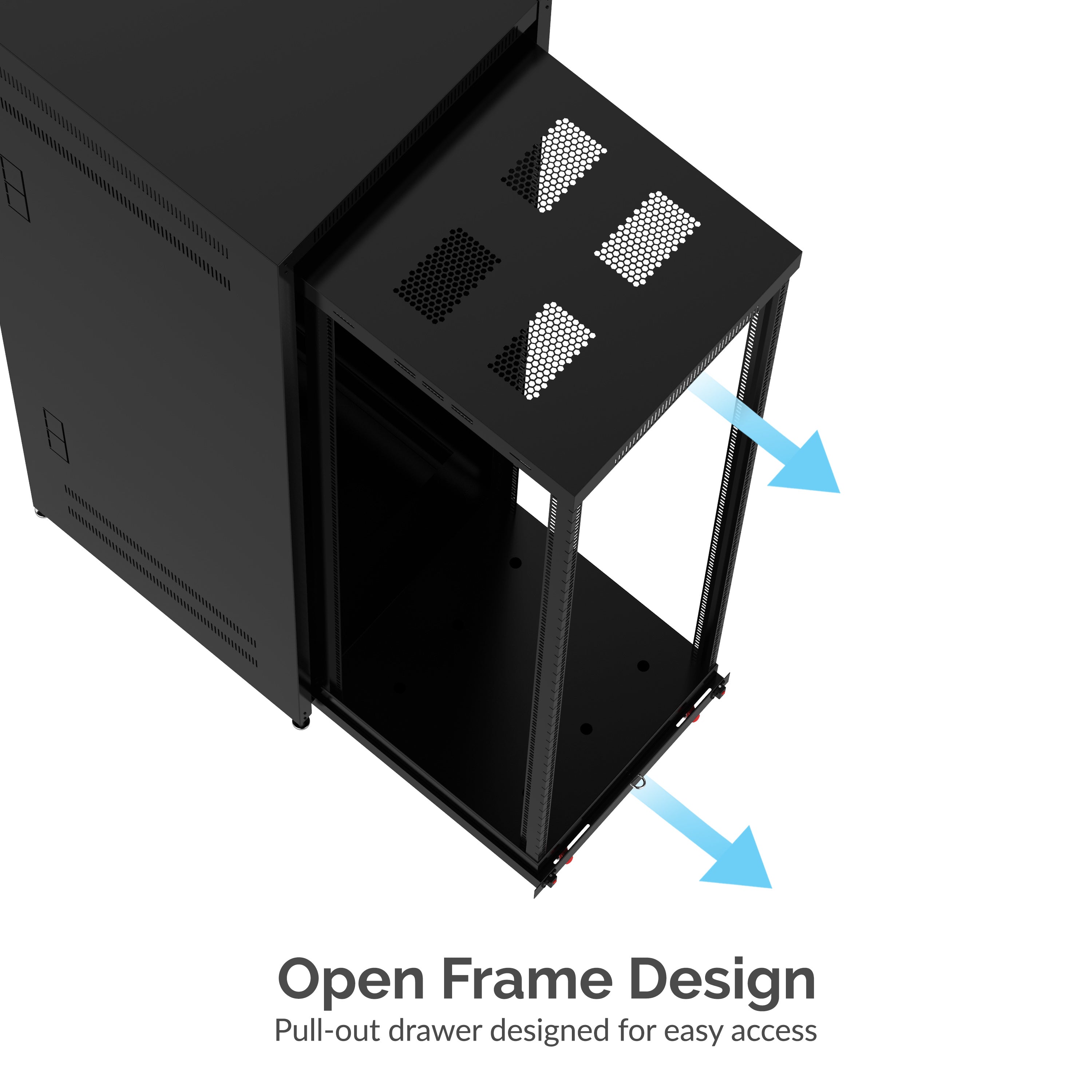 42U IT 27 Inch Black Server Cabinet With Locking Door and Pull-Out Drawer