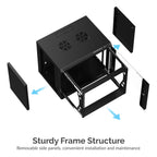 9U IT Wall Mount Rack Enclosure 19 Inch Black Server Cabinet With Locking Glass Door and Pull-Out Drawer
