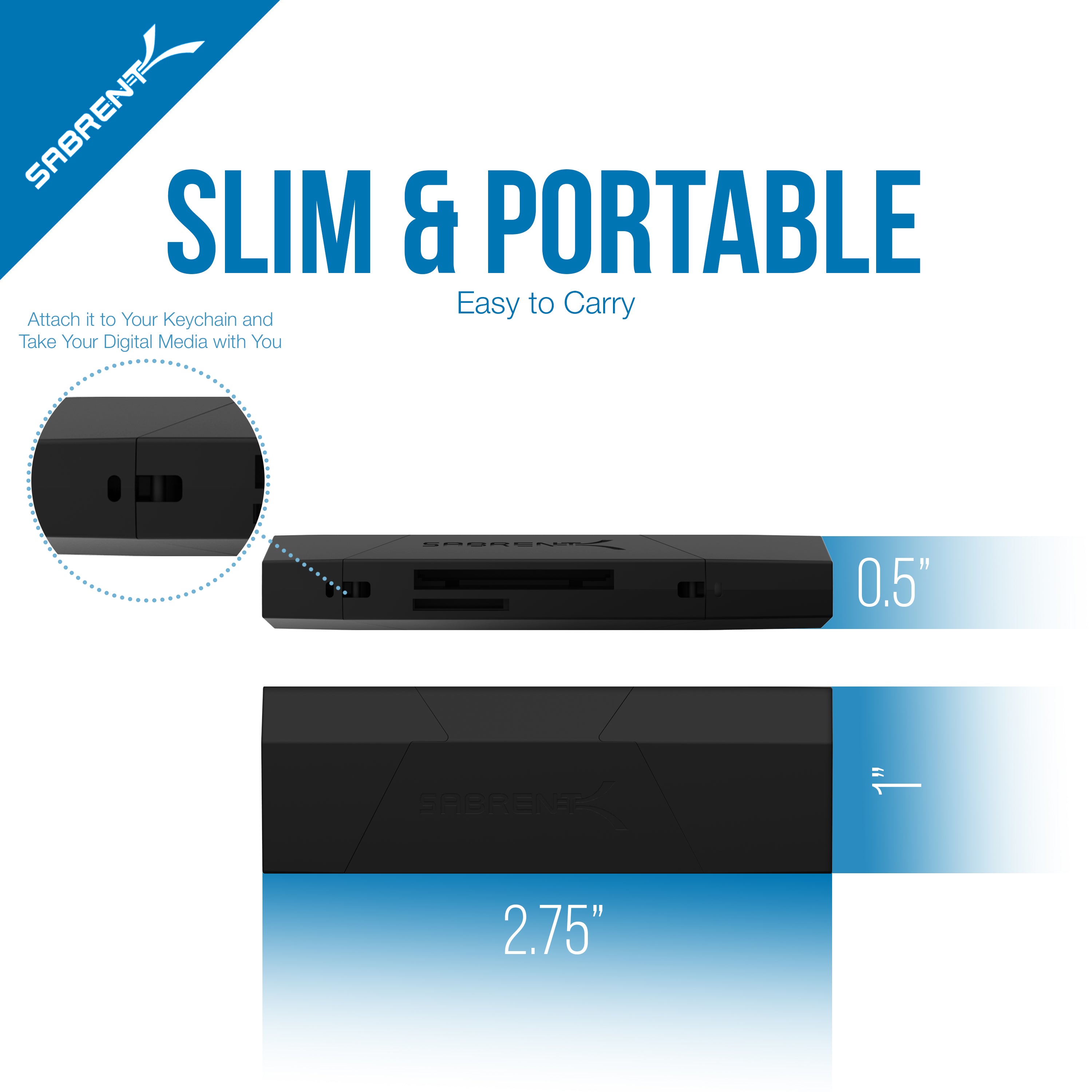 2-Slot Micro USB OTG and USB 3.0 Flash Memory Card Reader - Supports SD , SDHC , SDXC , MMC / MicroSD , T-Flash [Black]