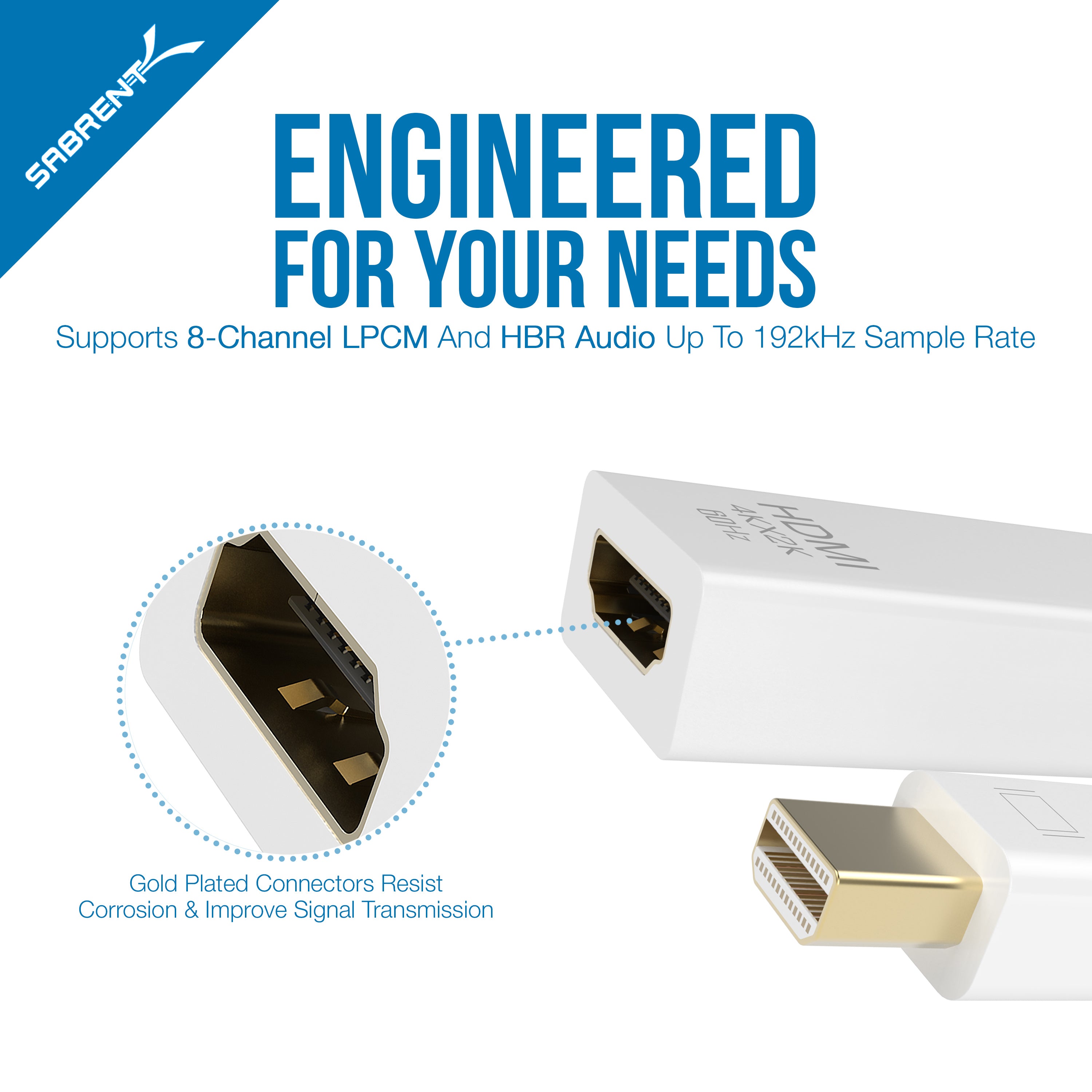 4K@60HZ Mini DisplayPort (Thunderbolt 2) to HDMI Adapter Gold Plated