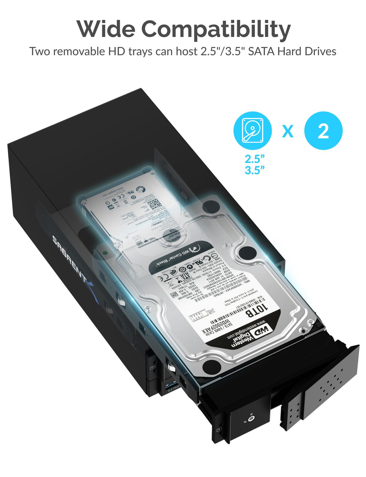USB Type-C To Dual 3.5” SATA and Raid Docking Station
