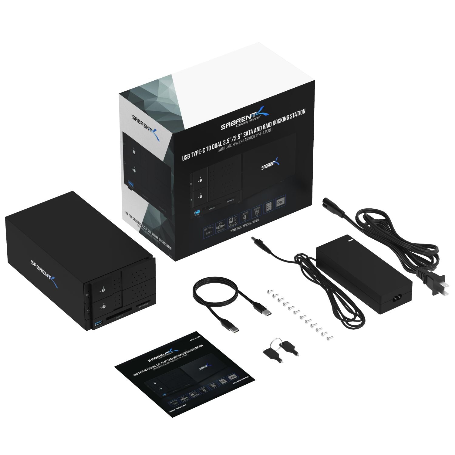 USB Type-C To Dual 3.5” SATA and Raid Docking Station