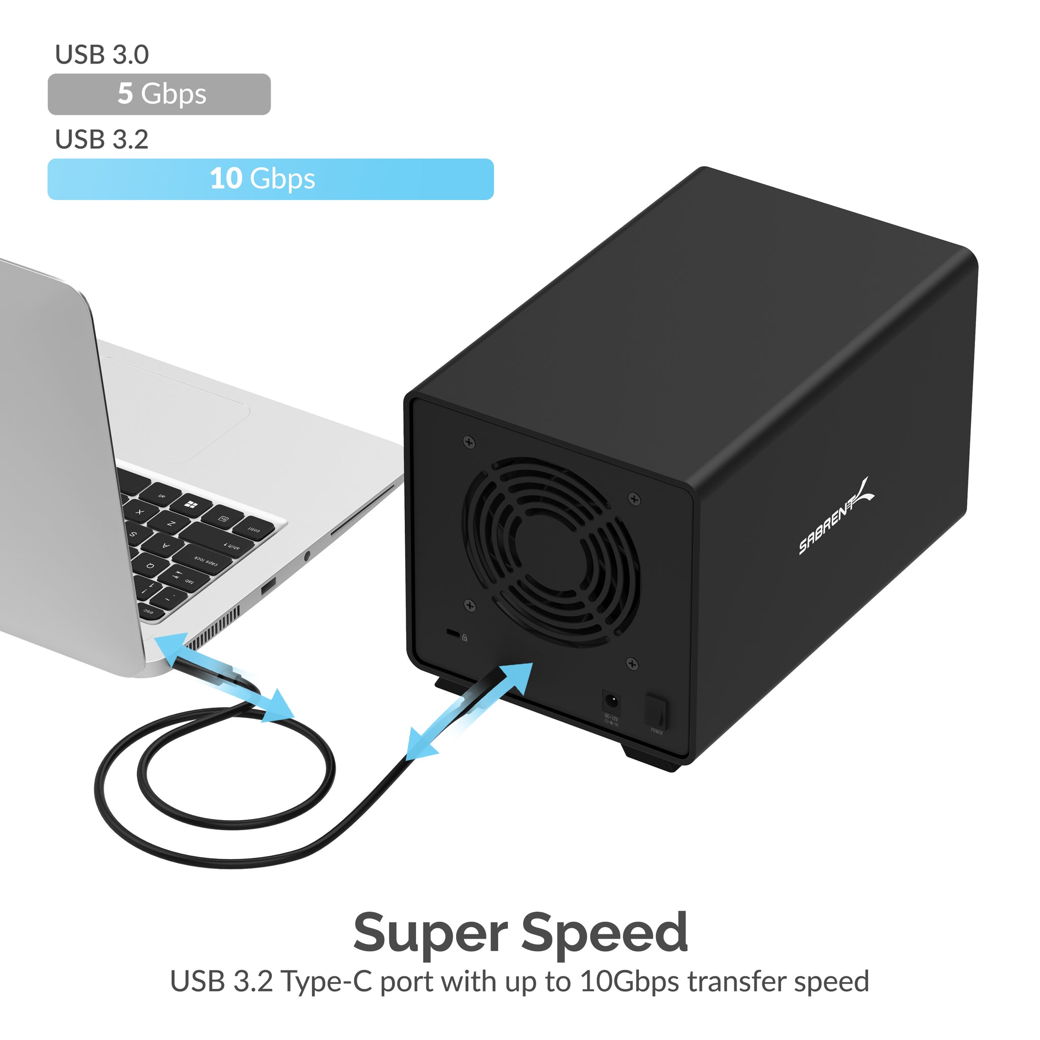 10Gbps USB 3.2 Type-A to SATA/U.2 SSD Adapter Cable - Sabrent