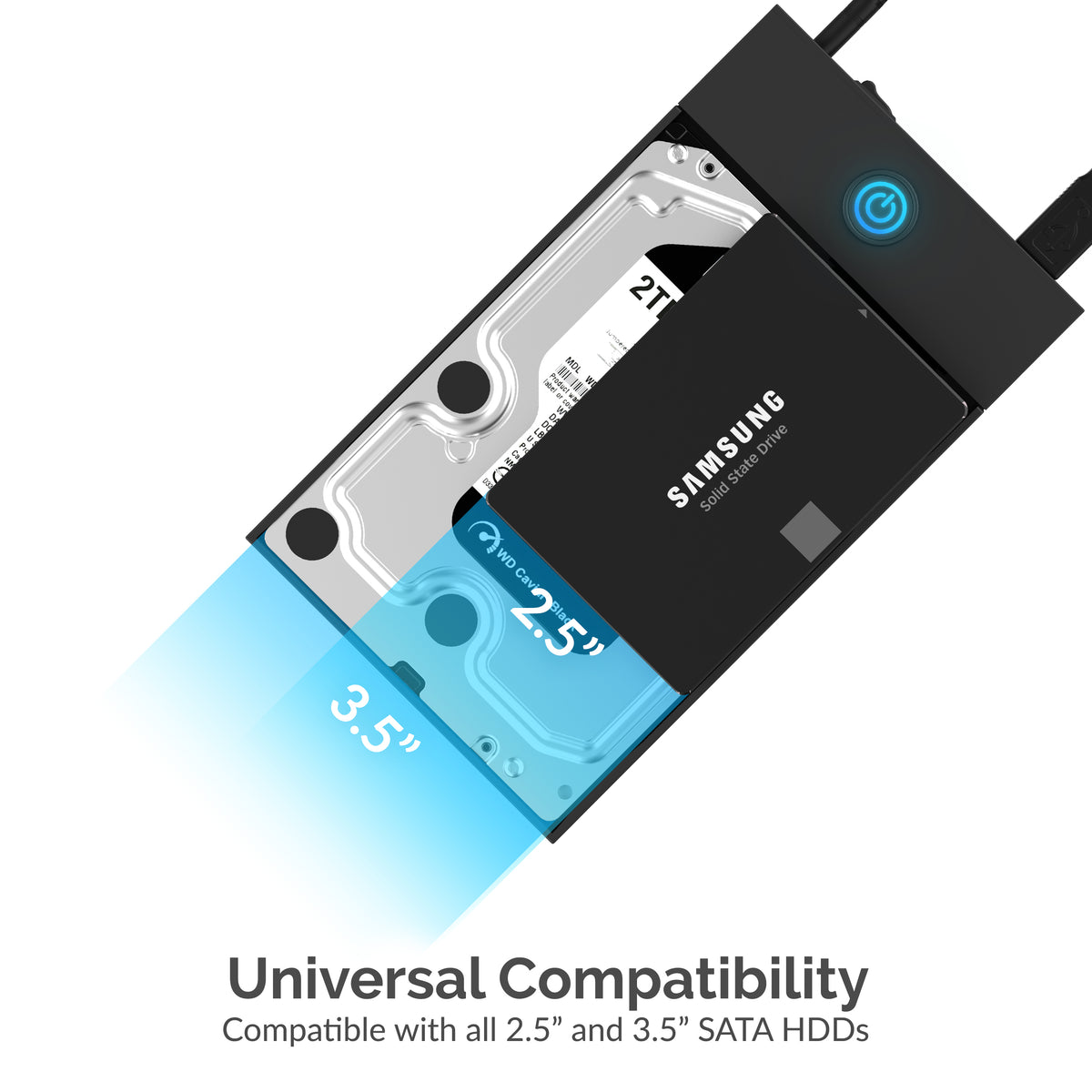 USB 3.0 Tool-Free Enclosure for 2.5” and 3.5” Internal SATA Hard Drives