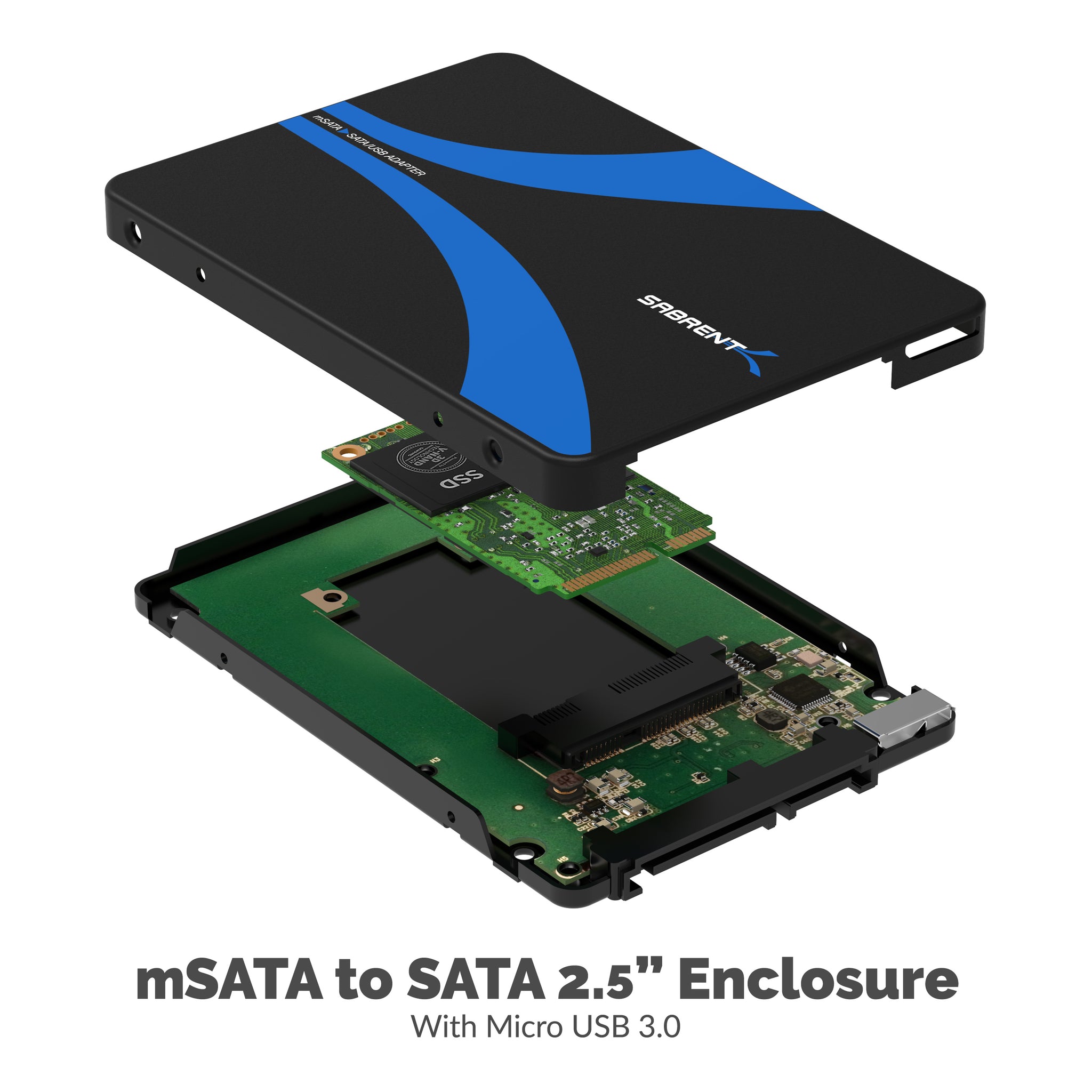 mSATA to USB 3.0/2.5-Inch SATA III Enclosure Adapter - Sabrent