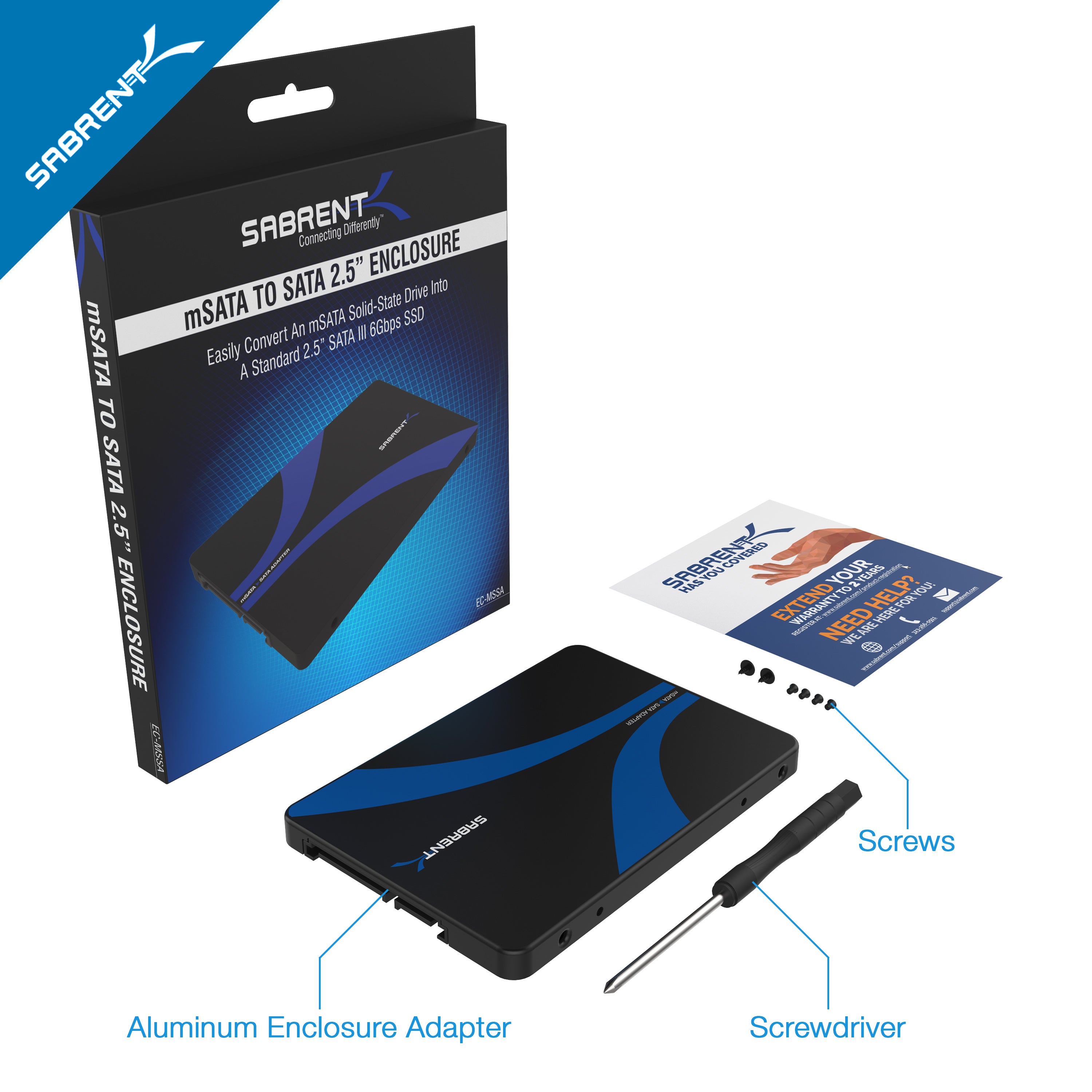 mSATA to 2.5" SATA III Aluminum Enclosure Adapter