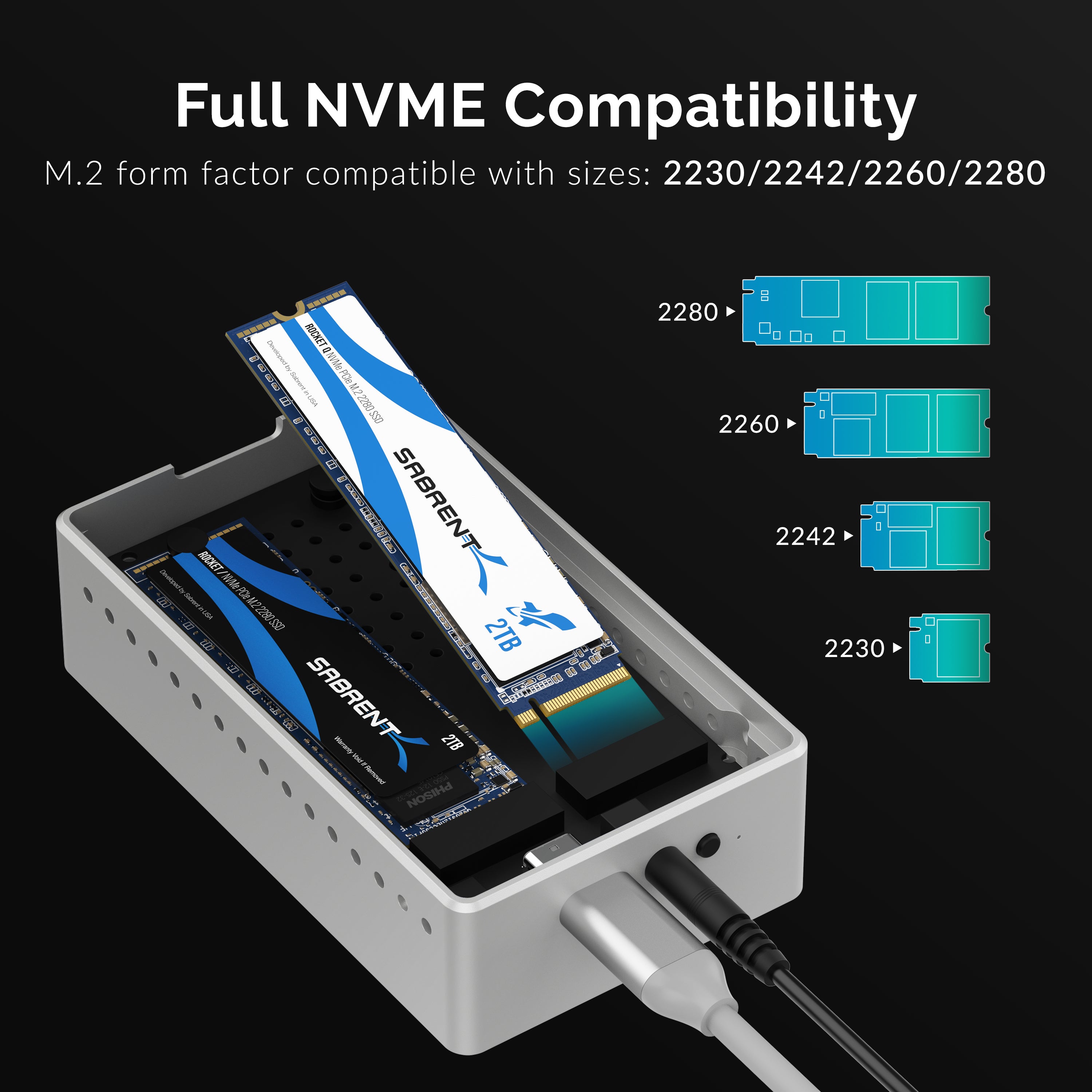 SABRENT Estación de acoplamiento USB C para M.2 PCIe/NVMe y SATA SSD SABRENT Estación de acoplamiento USB C para M.2 PCIe/NVMe y SATA SSD