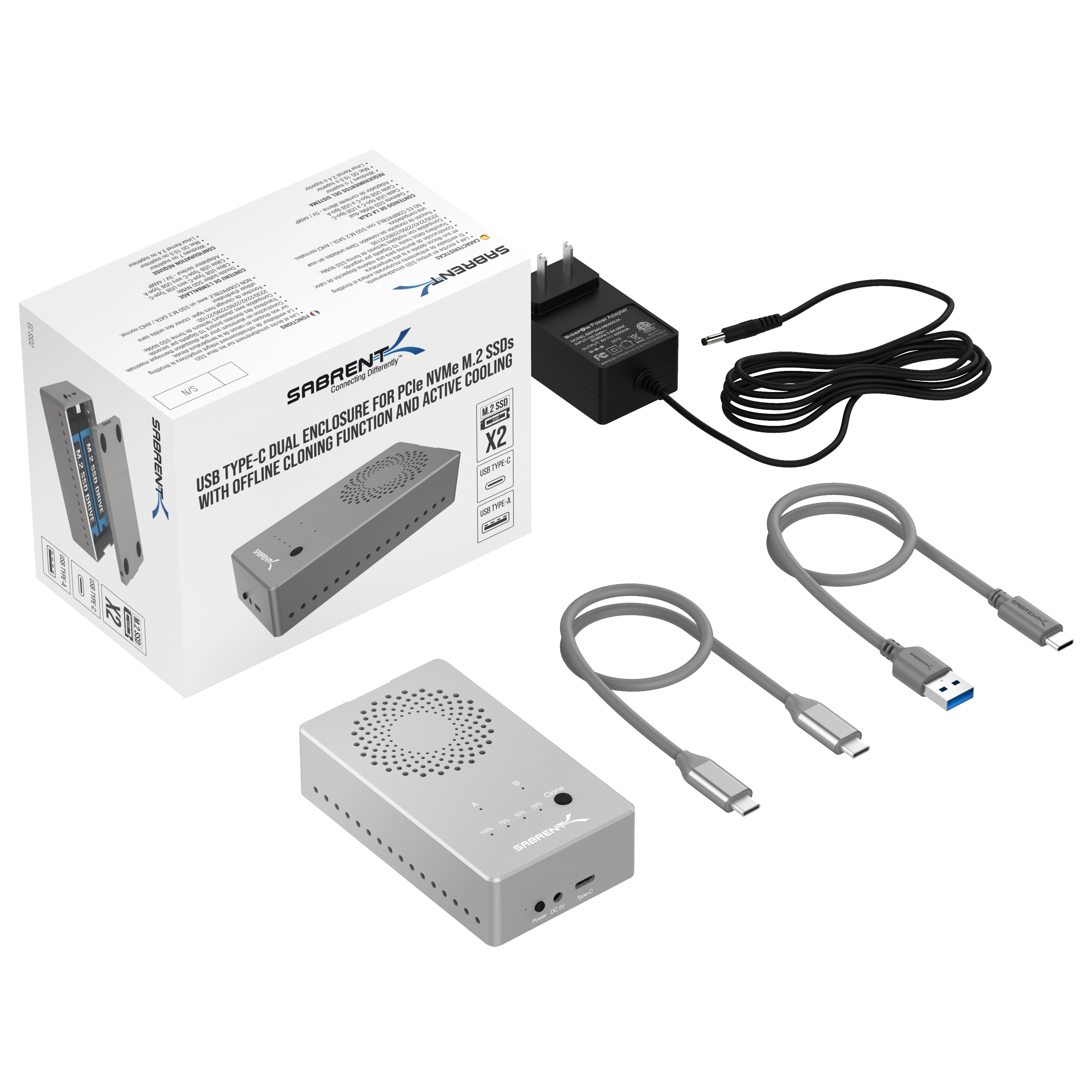 Tool-Free USB Type-C Dual Docking Station for PCIe NVMe M.2 SSDs