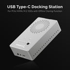 Tool-Free USB Type-C Dual Docking Station for PCIe NVMe M.2 SSDs