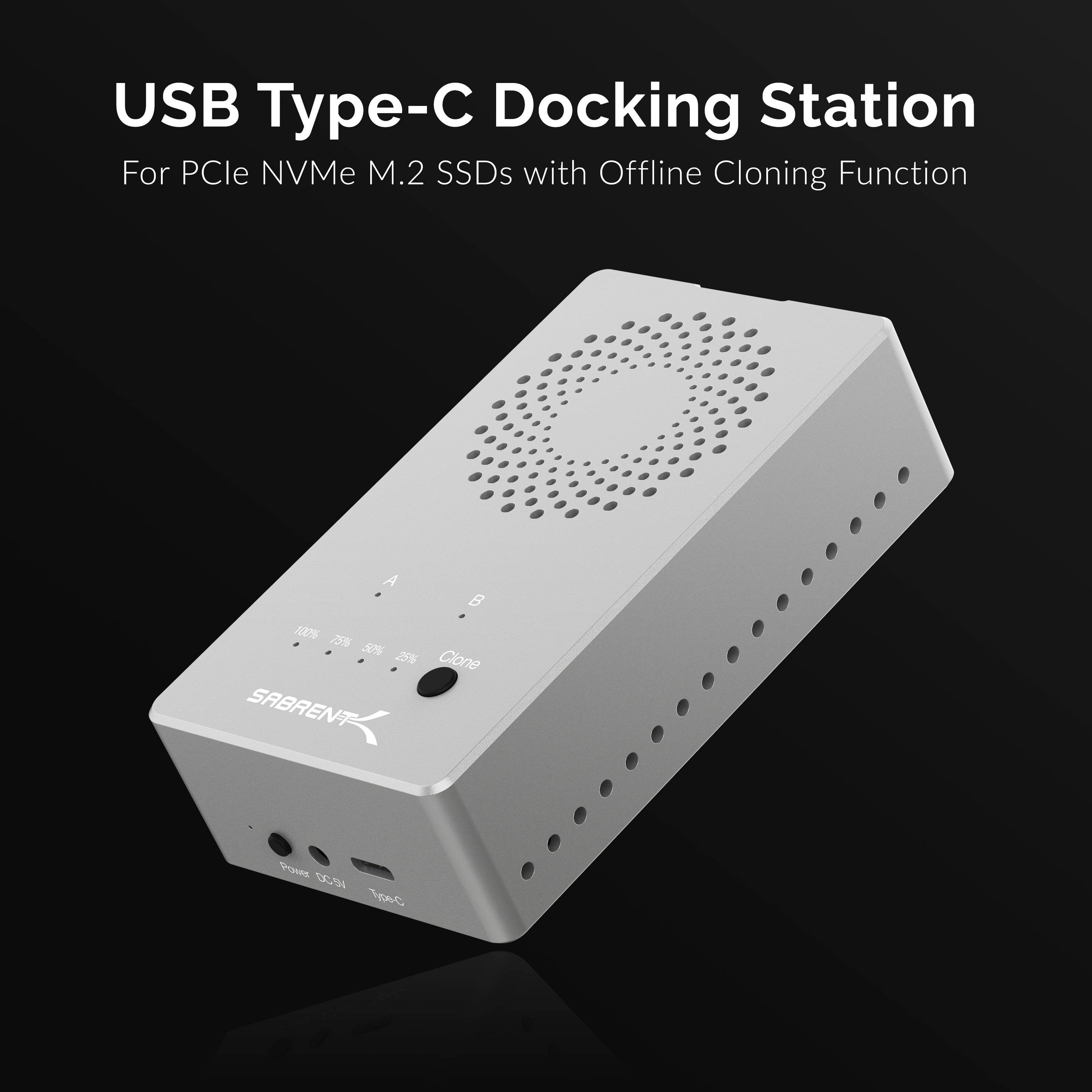 Tool-Free USB Type-C Dual Docking Station for PCIe NVMe M.2 SSDs