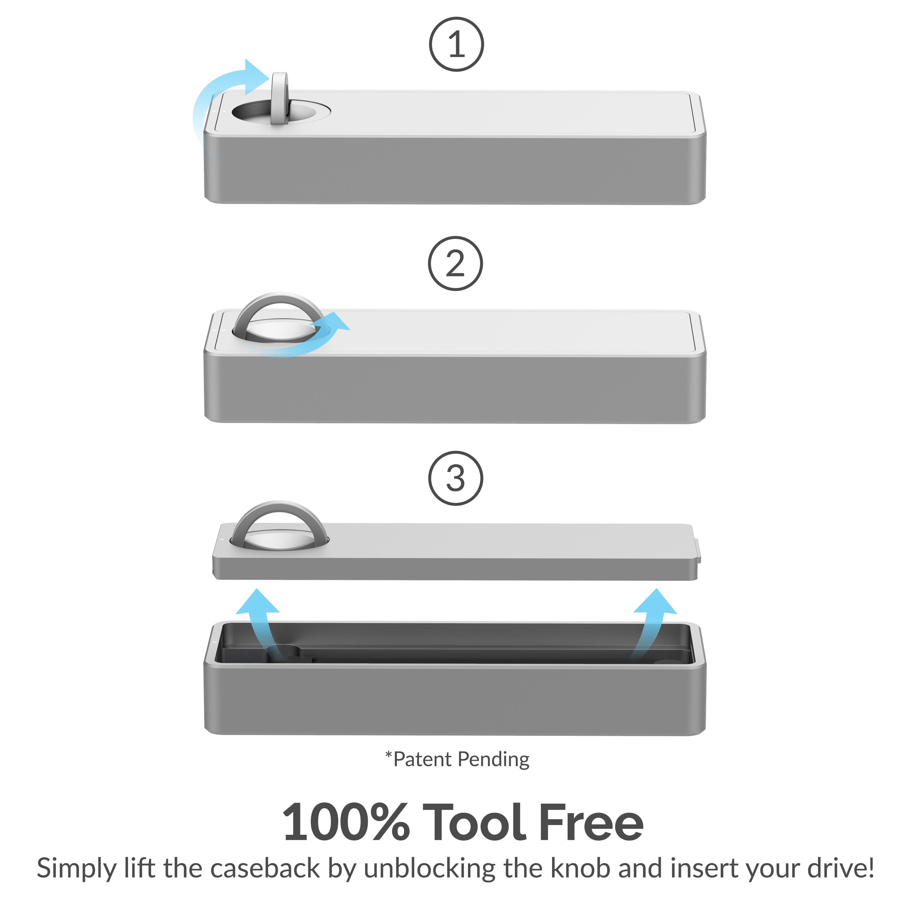 Sabrent USB 3.2 Tool-Free Enclosure for NVMe PCIe M Key M.2 SSD  [SILVER] (EC-TFNE)