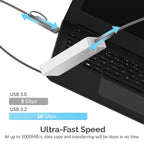 Sabrent USB 3.2 Tool-Free Enclosure for NVMe PCIe M Key M.2 SSD  [SILVER] (EC-TFNE)