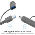 Sabrent USB 3.2 Tool-Free Enclosure for NVMe PCIe M Key M.2 SSD  [SILVER] (EC-TFNE)