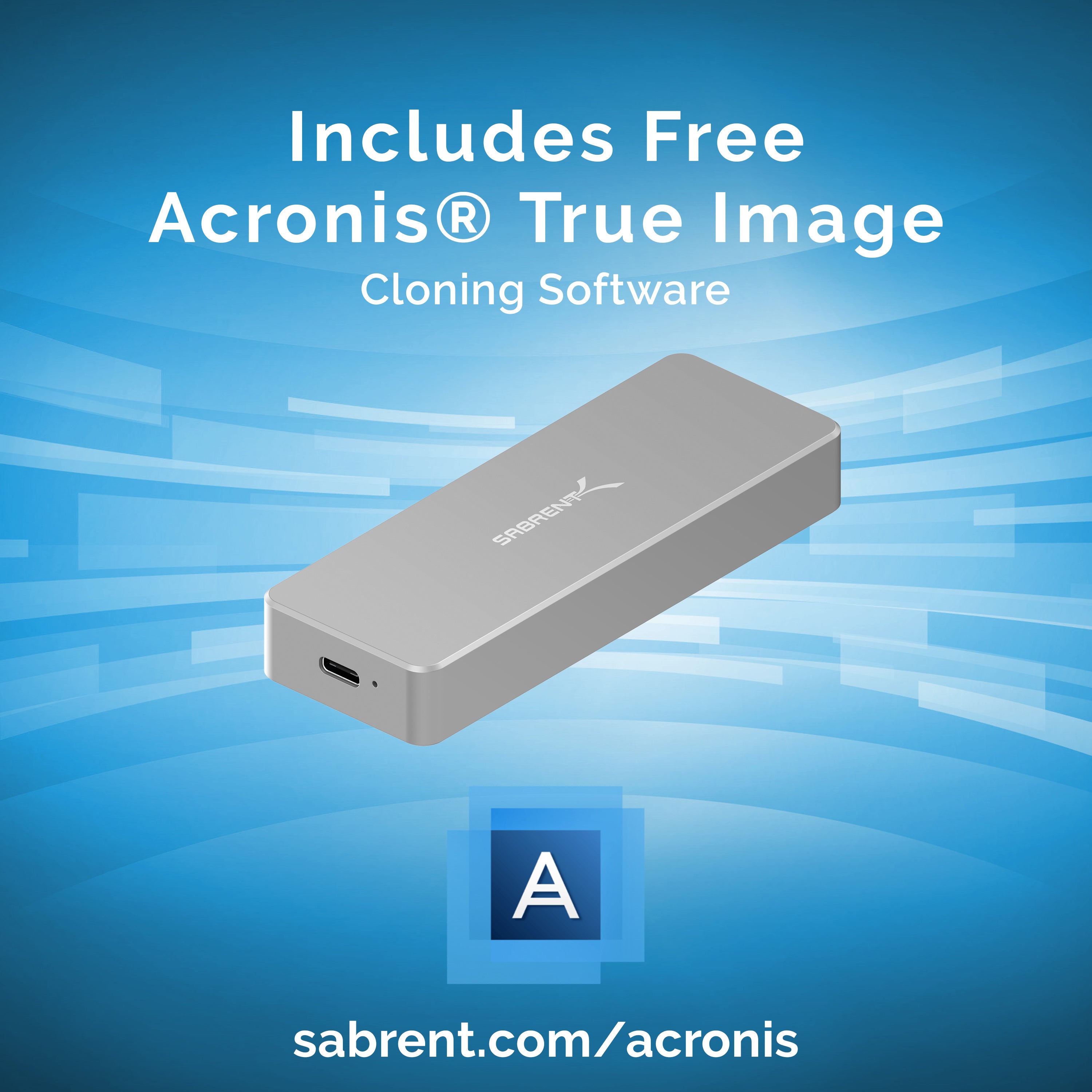 Sabrent USB 3.2 Tool-Free Enclosure for NVMe PCIe M Key M.2 SSD  [SILVER] (EC-TFNE)