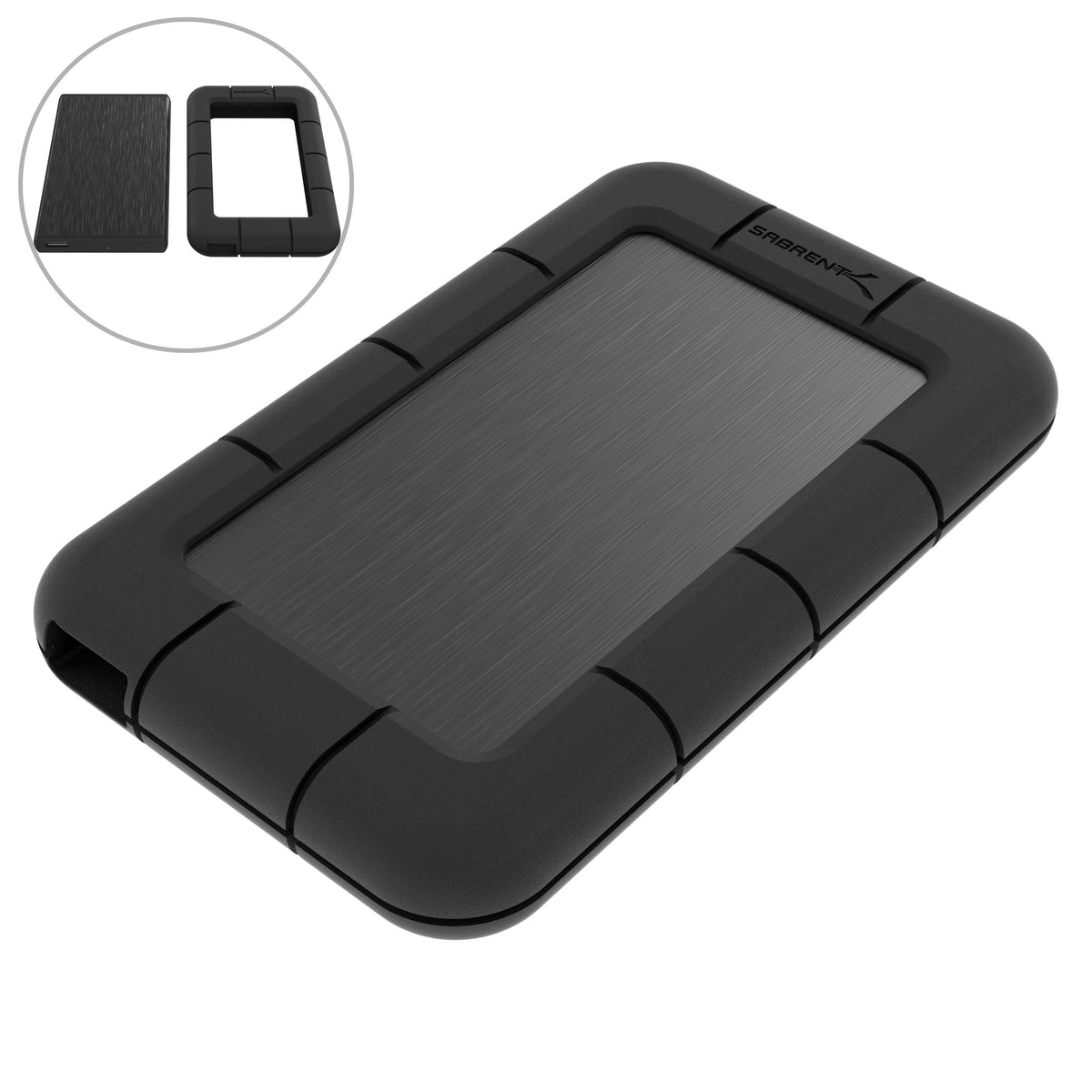 USB 2.0 to 2.5-Inch SATA/SSD External Shockproof Aluminum Hard Drive Enclosure Black