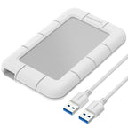 USB 3.0 to SSD / 2.5-Inch SATA External Shockproof Aluminum Hard Drive Enclosure [Support UASP SATA III] White / Silver