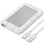 USB 2.0 to 2.5-Inch SATA/SSD External Shockproof Aluminum Hard Drive Enclosure White/Silver