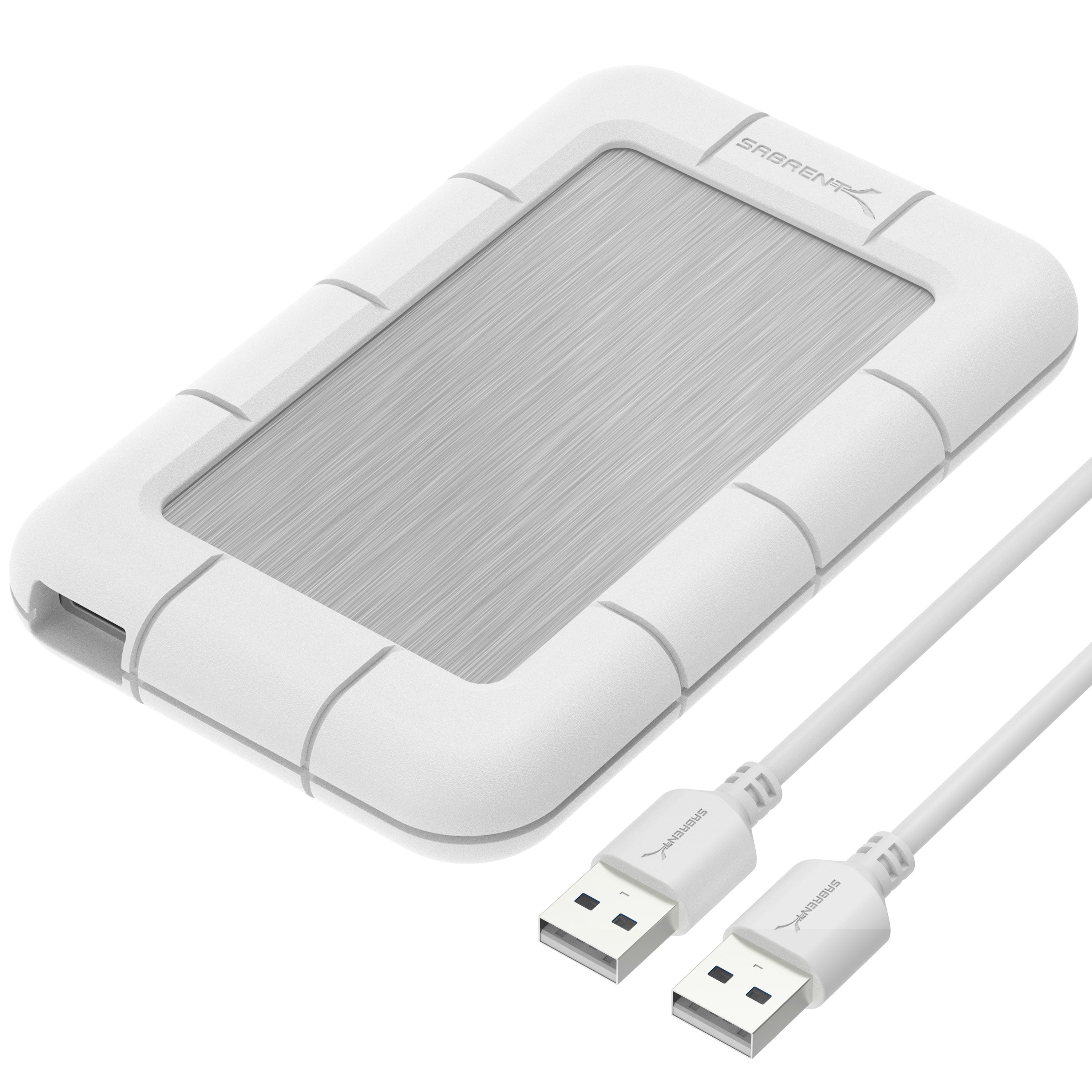USB 2.0 to 2.5-Inch SATA/SSD External Shockproof Aluminum Hard Drive Enclosure White/Silver