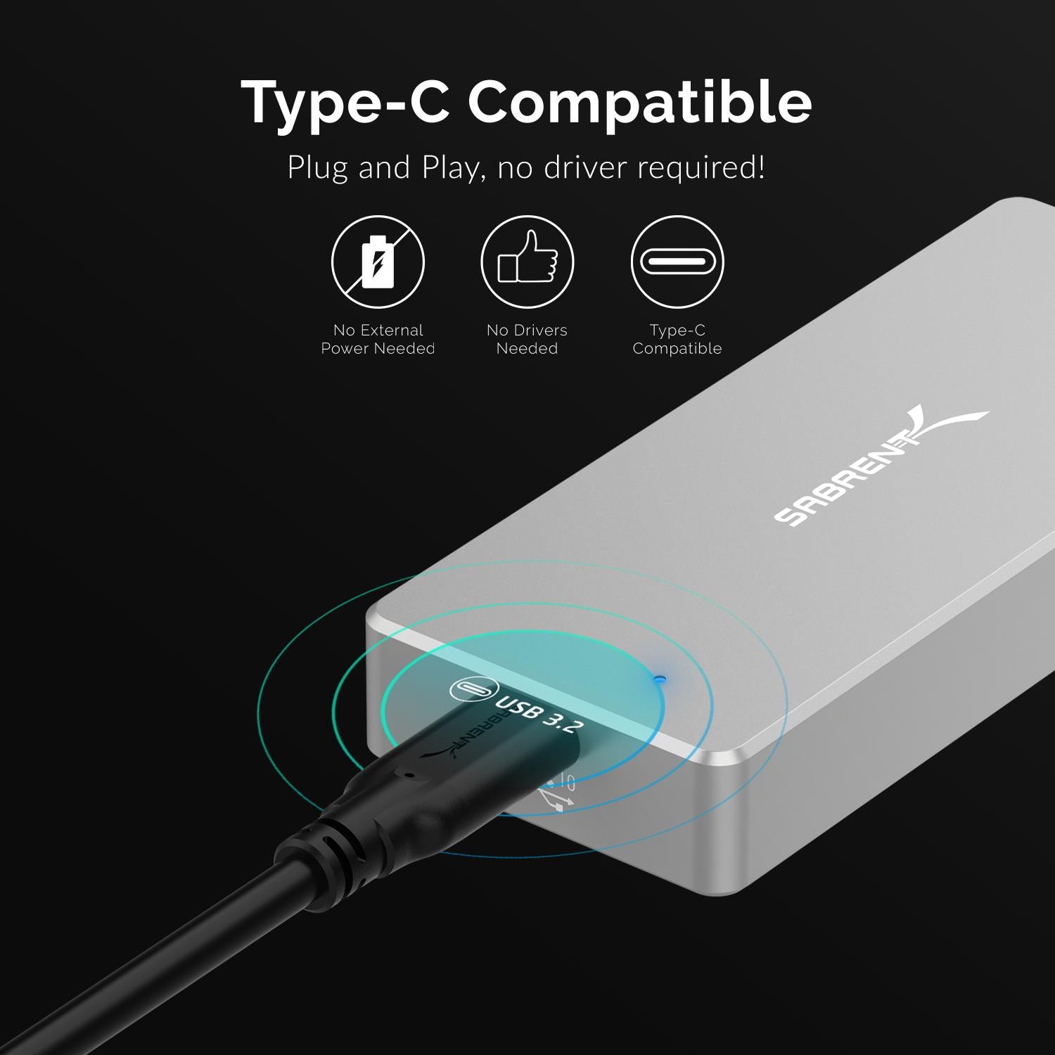 USB 3.2 IP67 Water Resistant Tool-Free SSD Enclosure