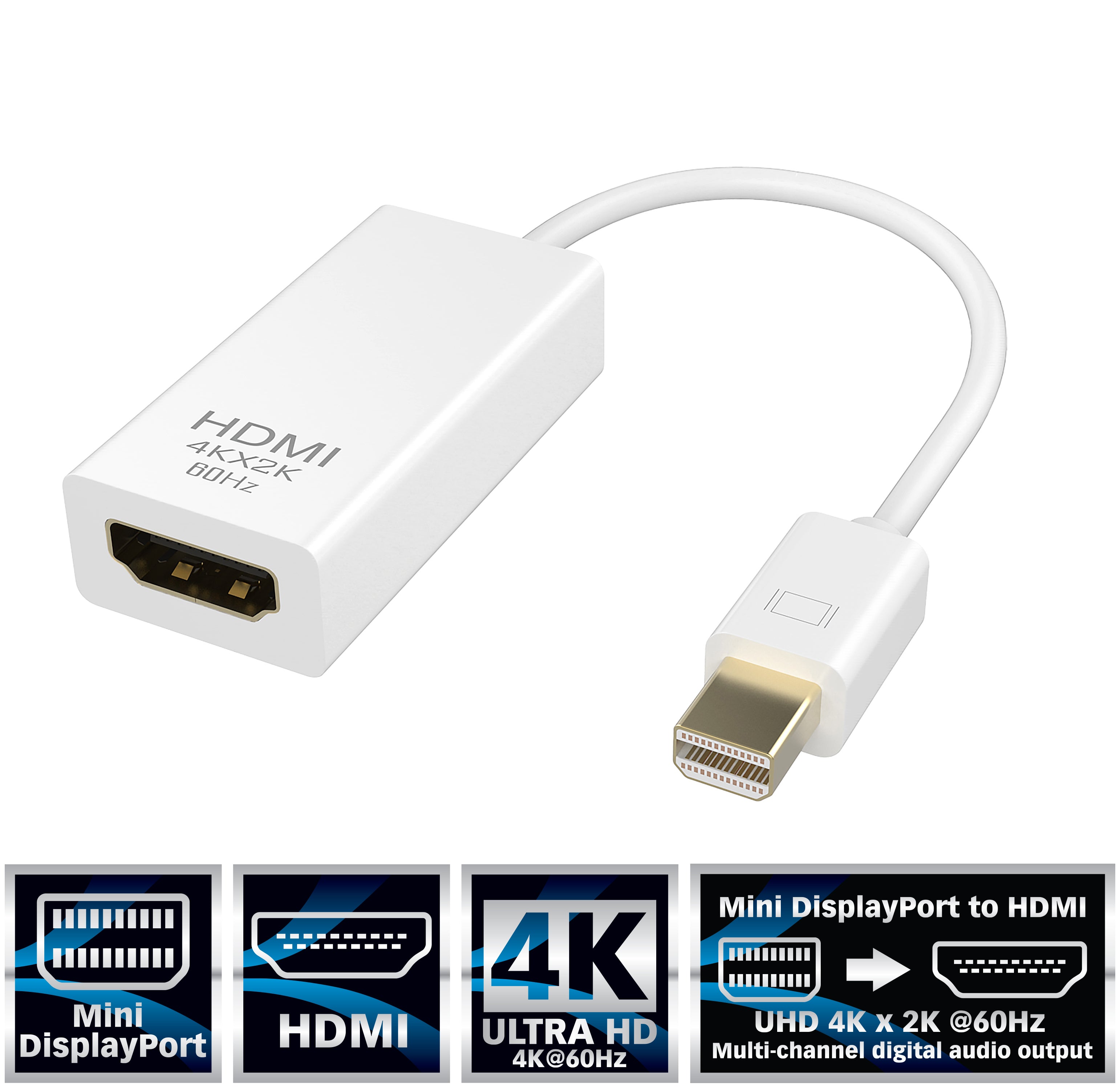 FOINNEX Adaptateur Mini DisplayPort vers HDMI, 4K Actif Convertisseur  Thunderbolt HDMI, Microsoft Surface Pro 6 5 4 3 Video Adapter for Mini DP  Mac