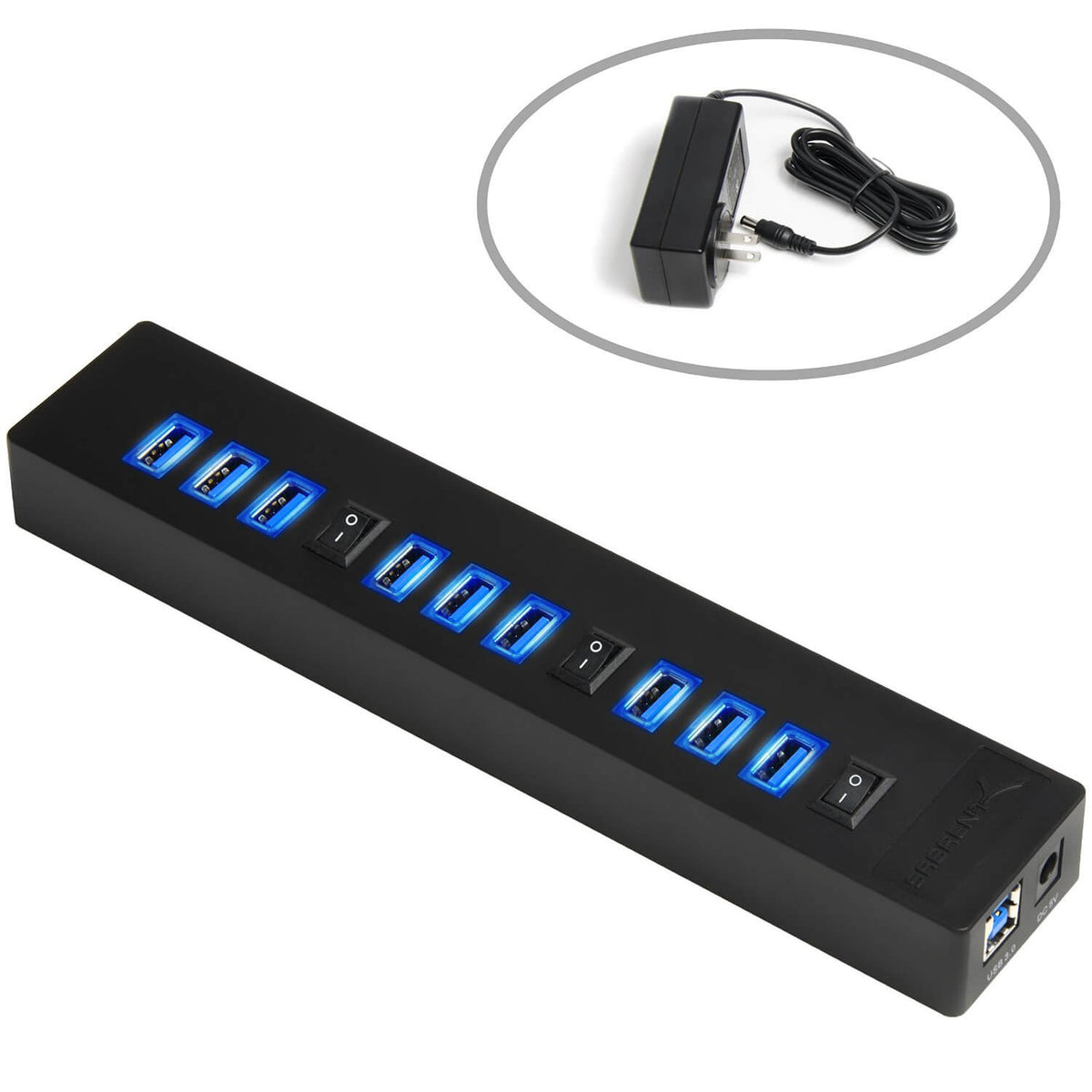 10 Port USB 3.0 Hub + 5V 2.1A Smart Charging Port