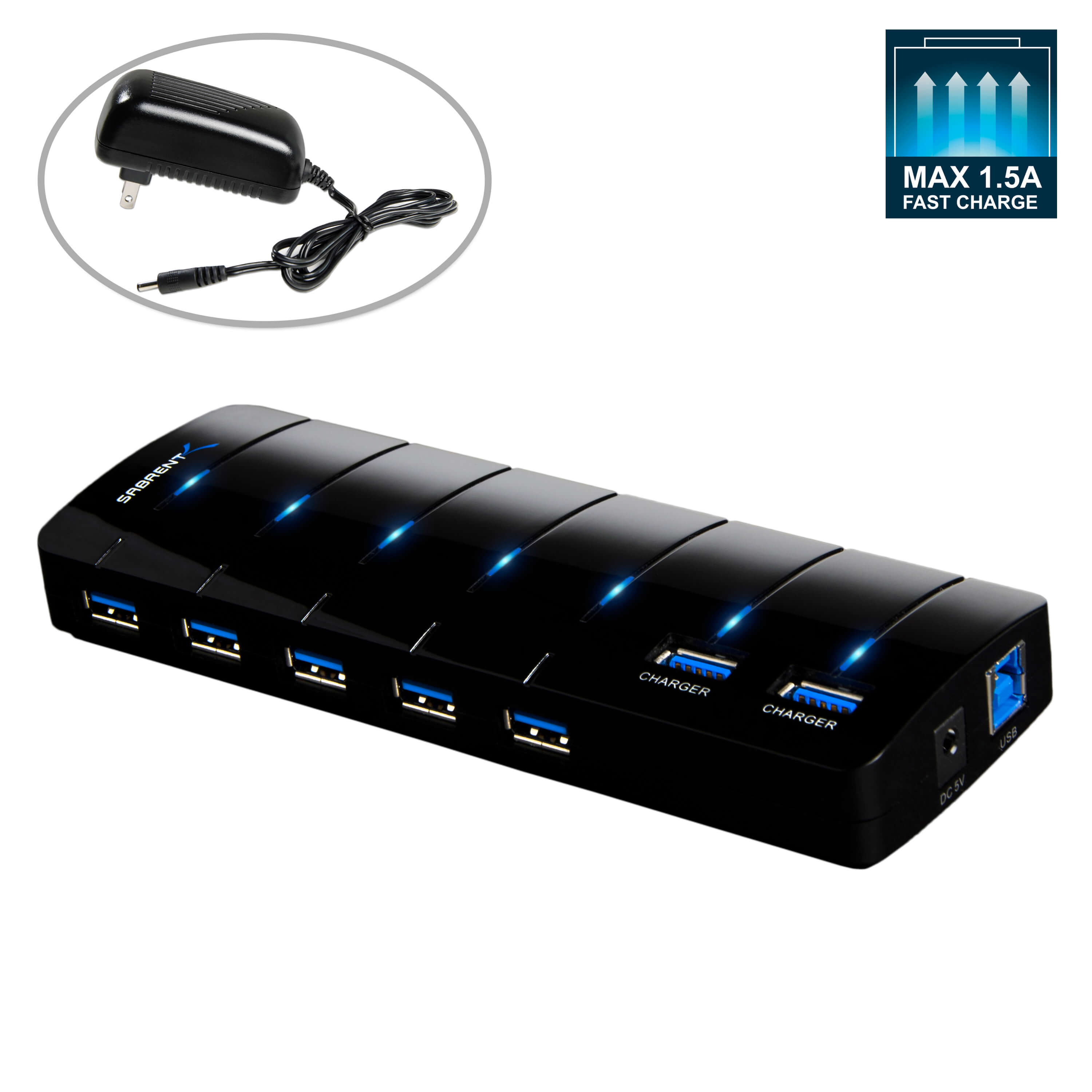 7 Port USB 3.0 Hub with 4A Power Adapter