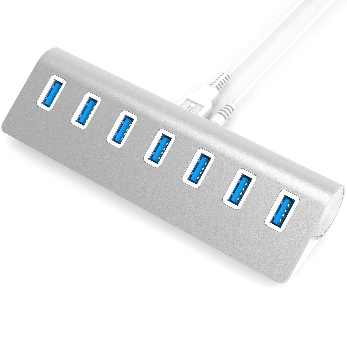 7 Port Aluminum USB 3.0 Hub with 5V/4A Power Adapter | Silver