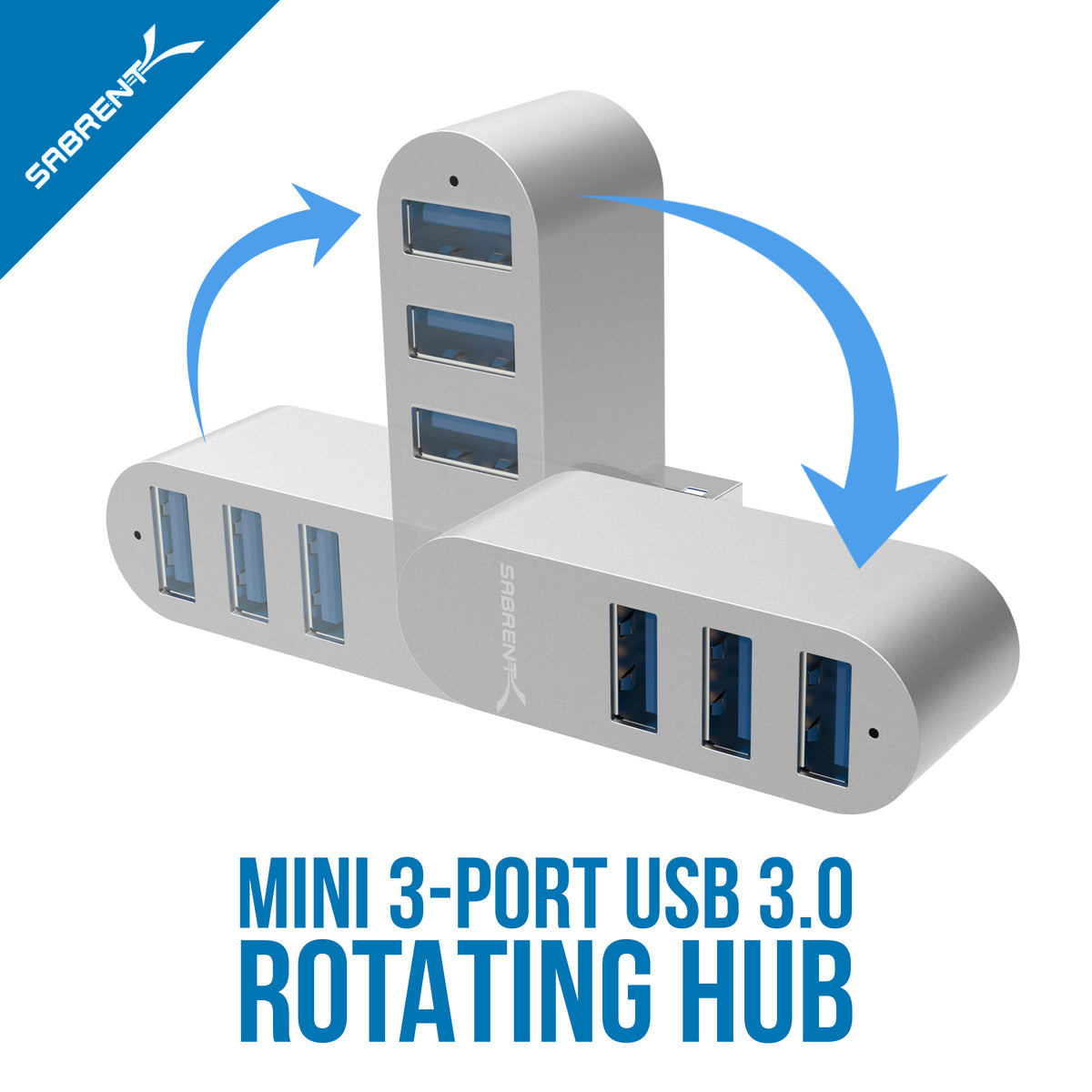 3-Port Mini USB 3.0 Rotating Hub